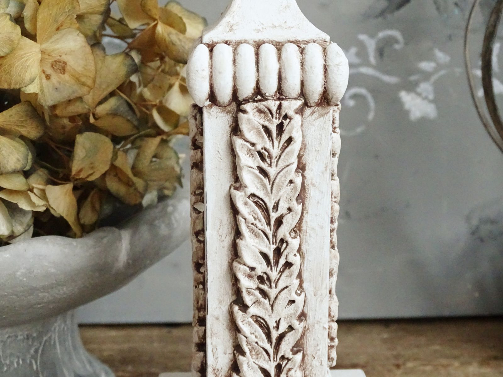 White Metal Pedestal Urn Vase: Shabby Chic Planter photo 82.0
