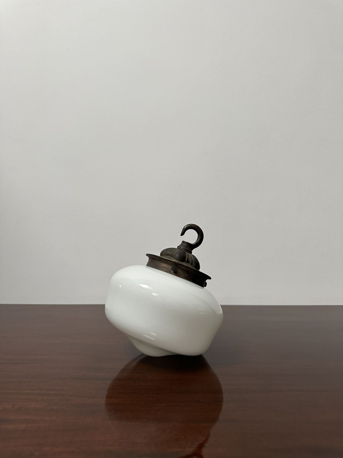 Small Petite Antique English Opaline Milk Glass Brass Ceiling Pendant Light Lamp photo furniture