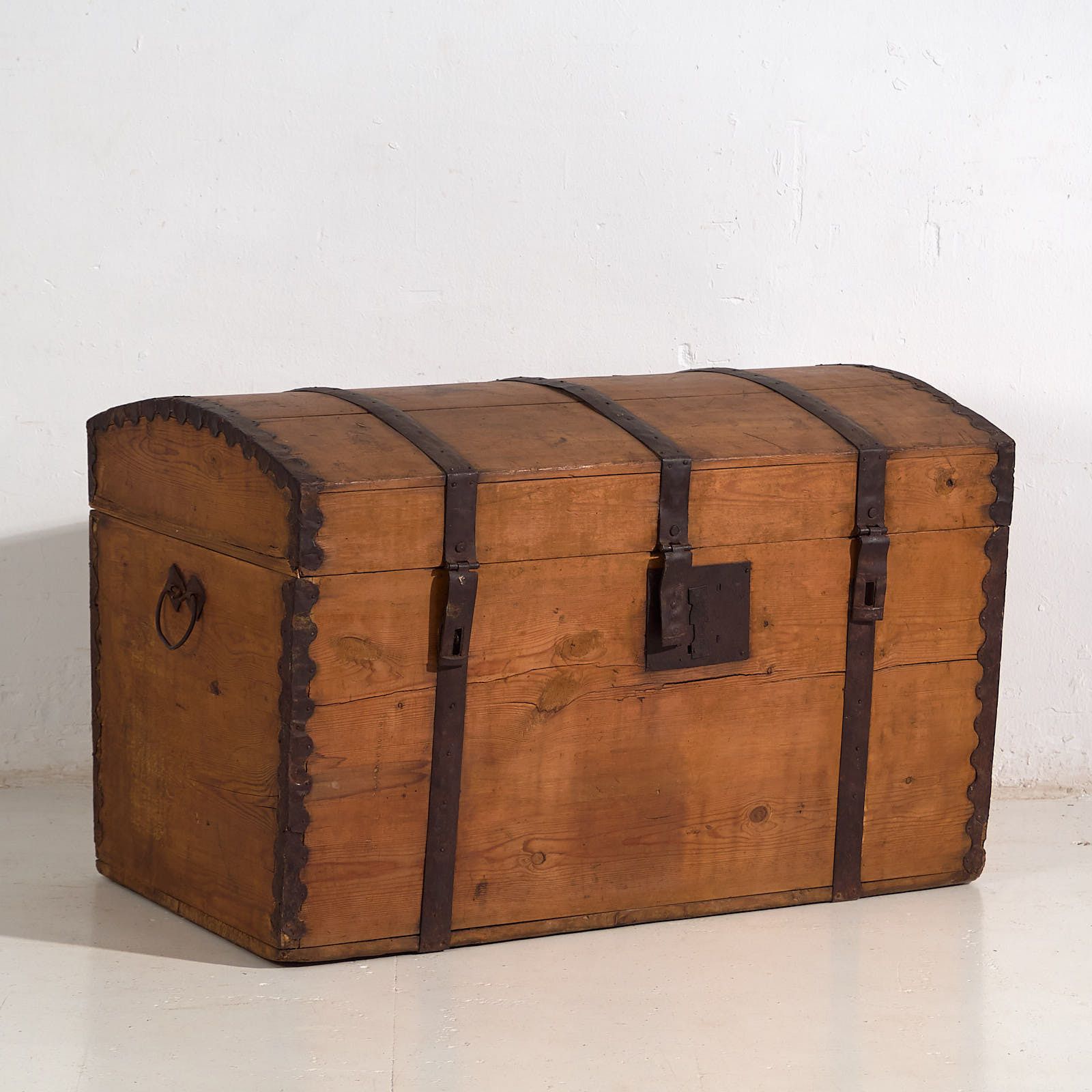 Antique Trunk With Metal Structure (C.1900) #80