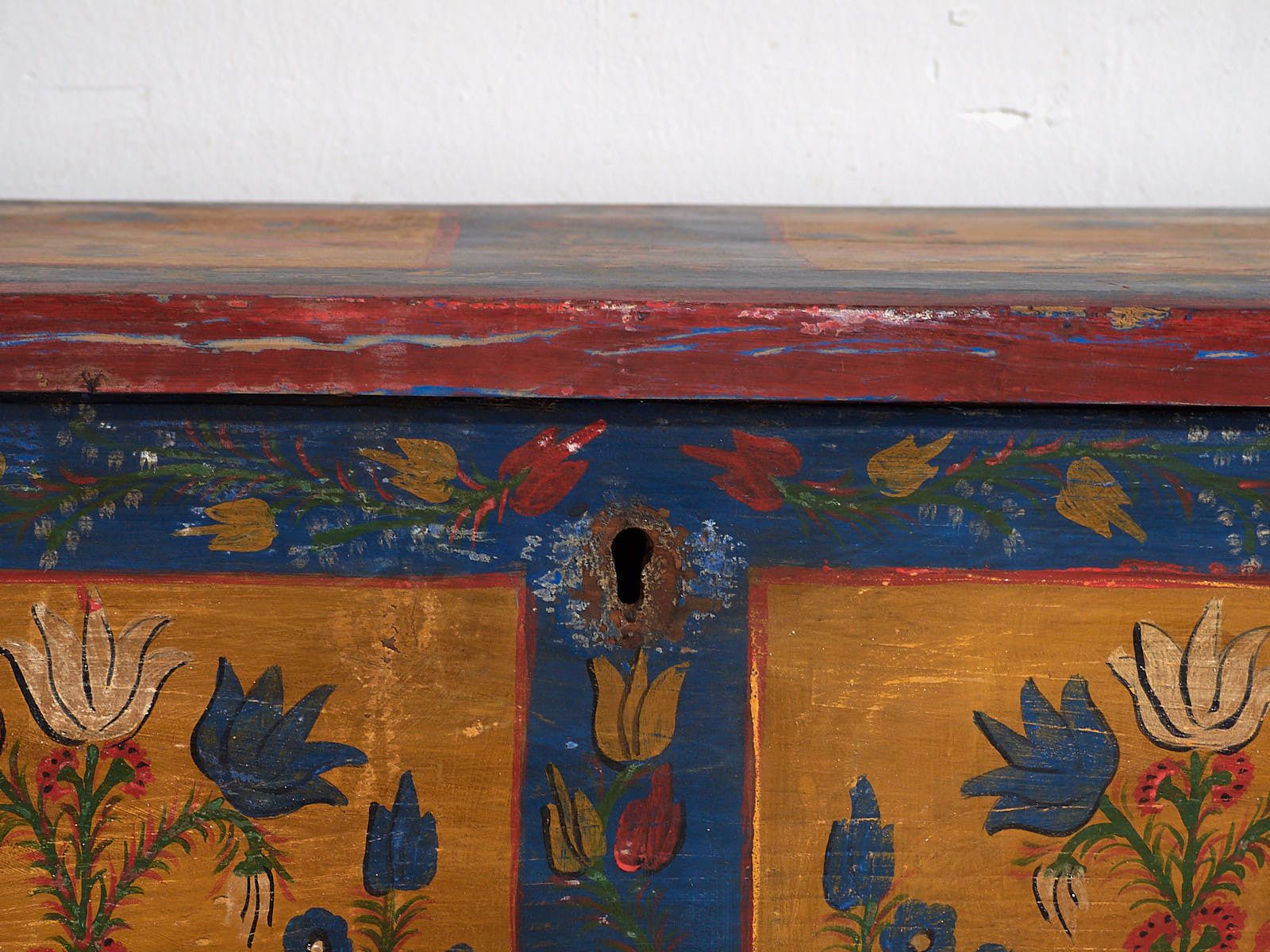 photo for sale Antique Folk Art Style Chest With Floral Motifs (C.1920) #95
