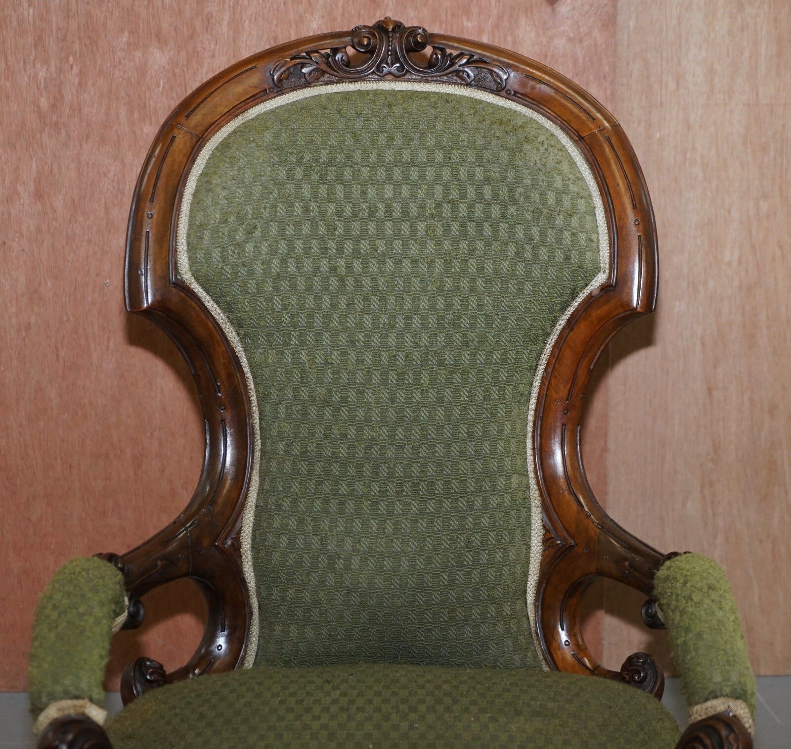 Lovely Victorian Library Reading Carved Wood Show Framed Armchair Original photo Furniture