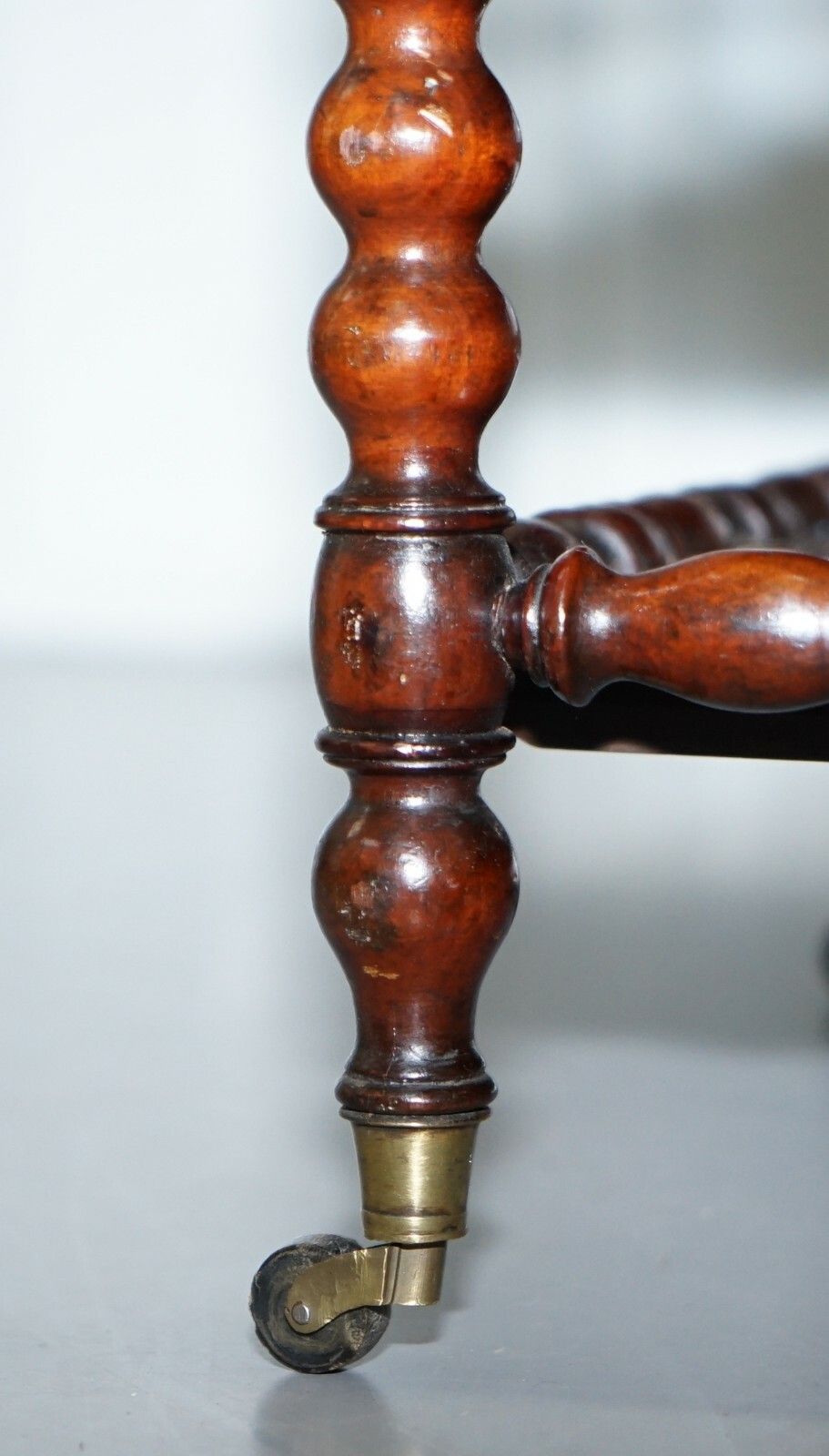 Rare Napoleon III Fruitwood Four Division Canterbury With Bobbin Turned Frame photo buy
