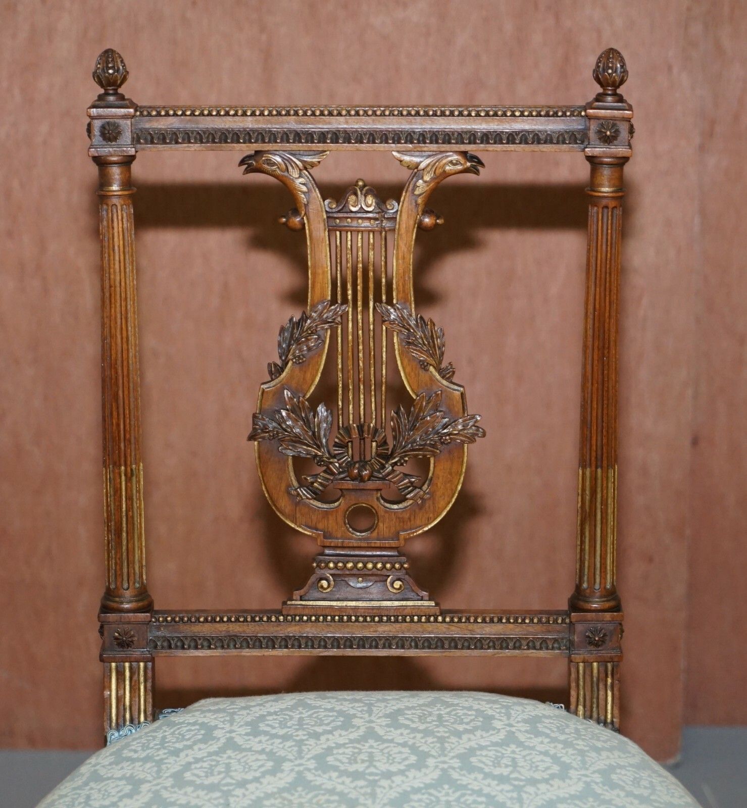 Ornate Pair Of Important Hand Carved Giltwood Occasional Chairs Phoenix Harp photo Furniture
