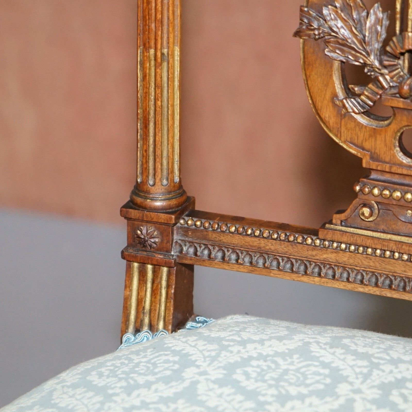 Ornate Pair Of Important Hand Carved Giltwood Occasional Chairs Phoenix Harp photo 950.0