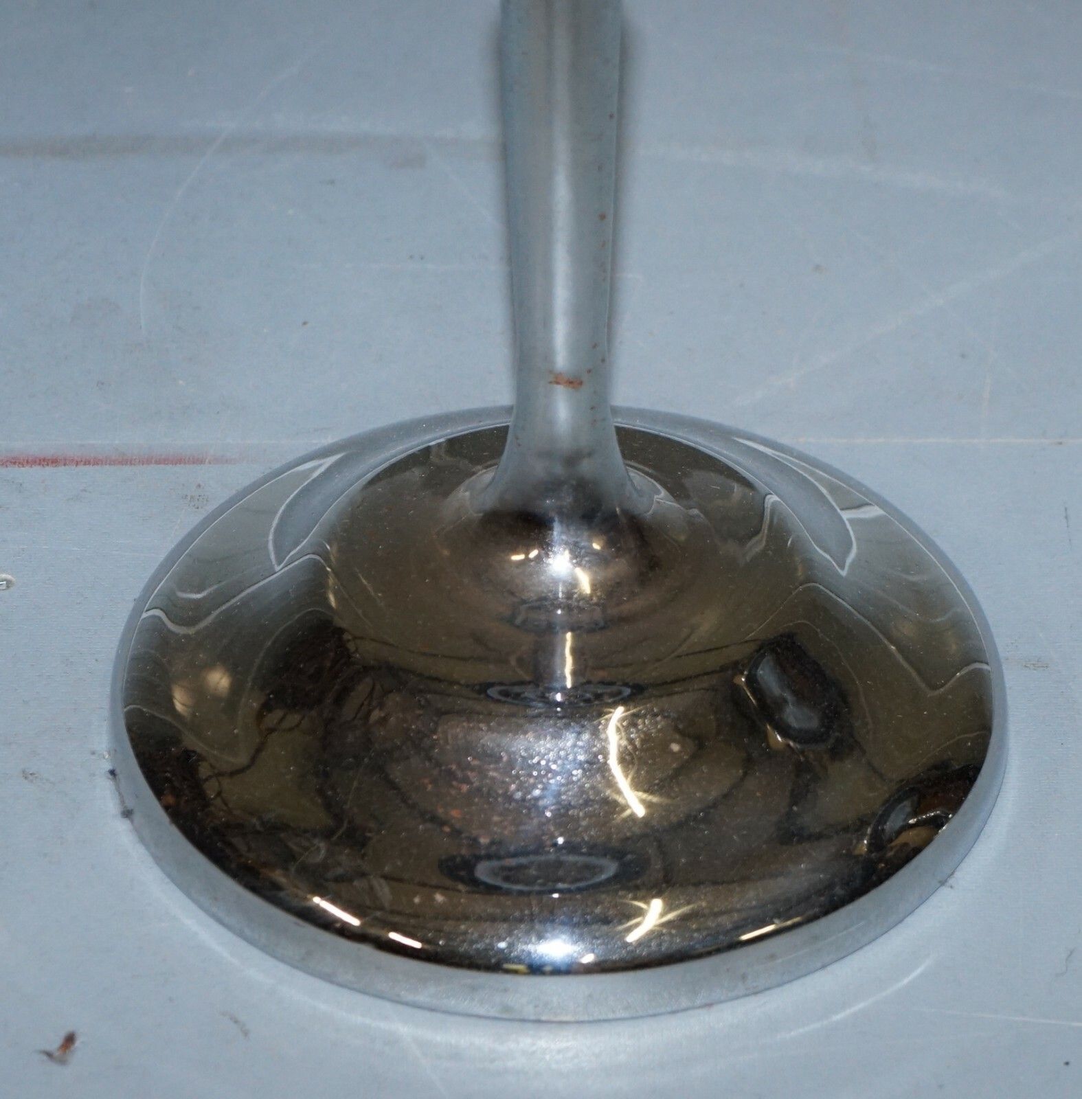 Pair Of Chrome Plated Vintage Side Tables On Solid Oak Bases Part Of Large Suite photo Furniture