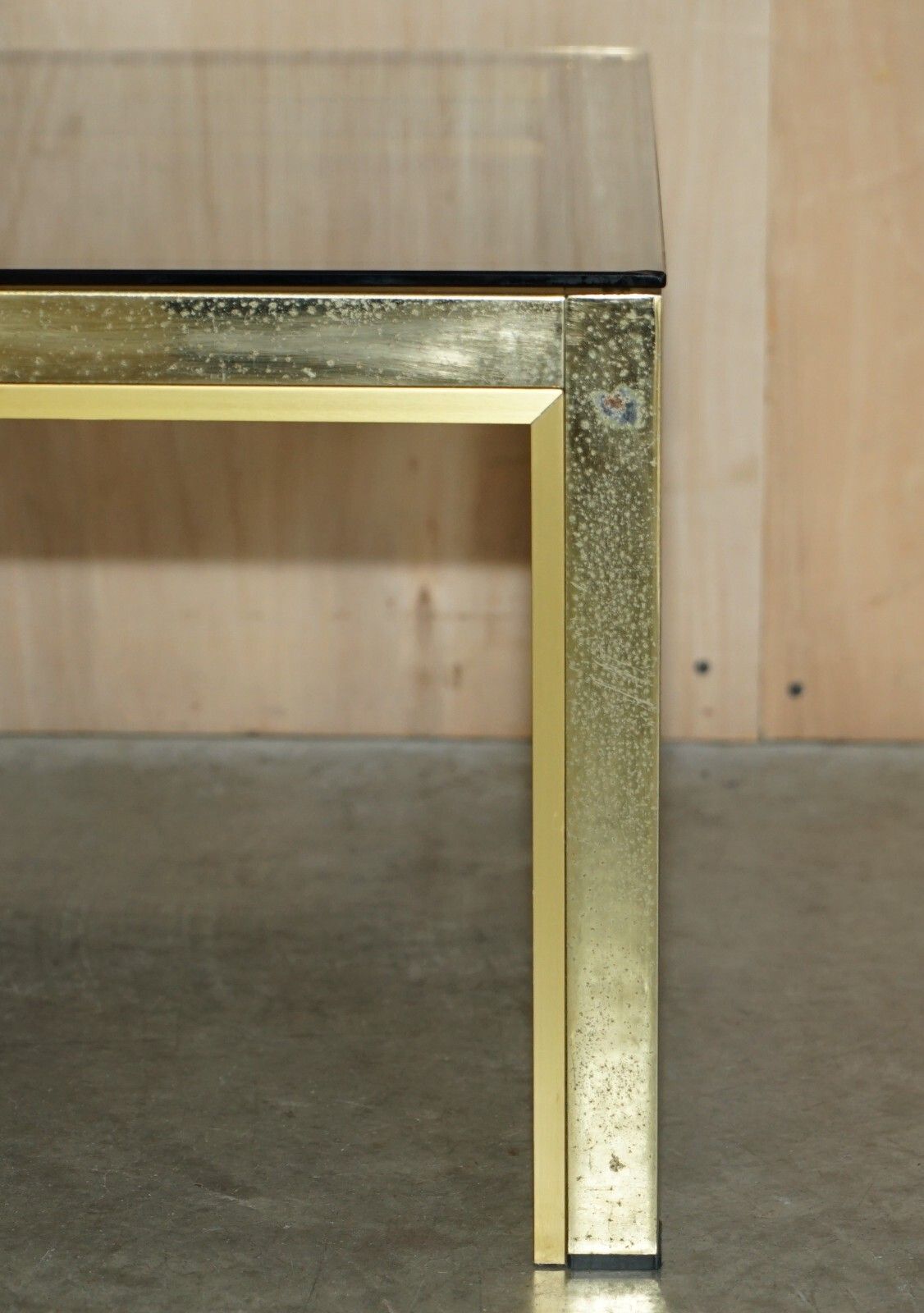Circa 1950's Mid Century Modern Brass& Glass Coffee Cocktail Table Part Suite photo for sale