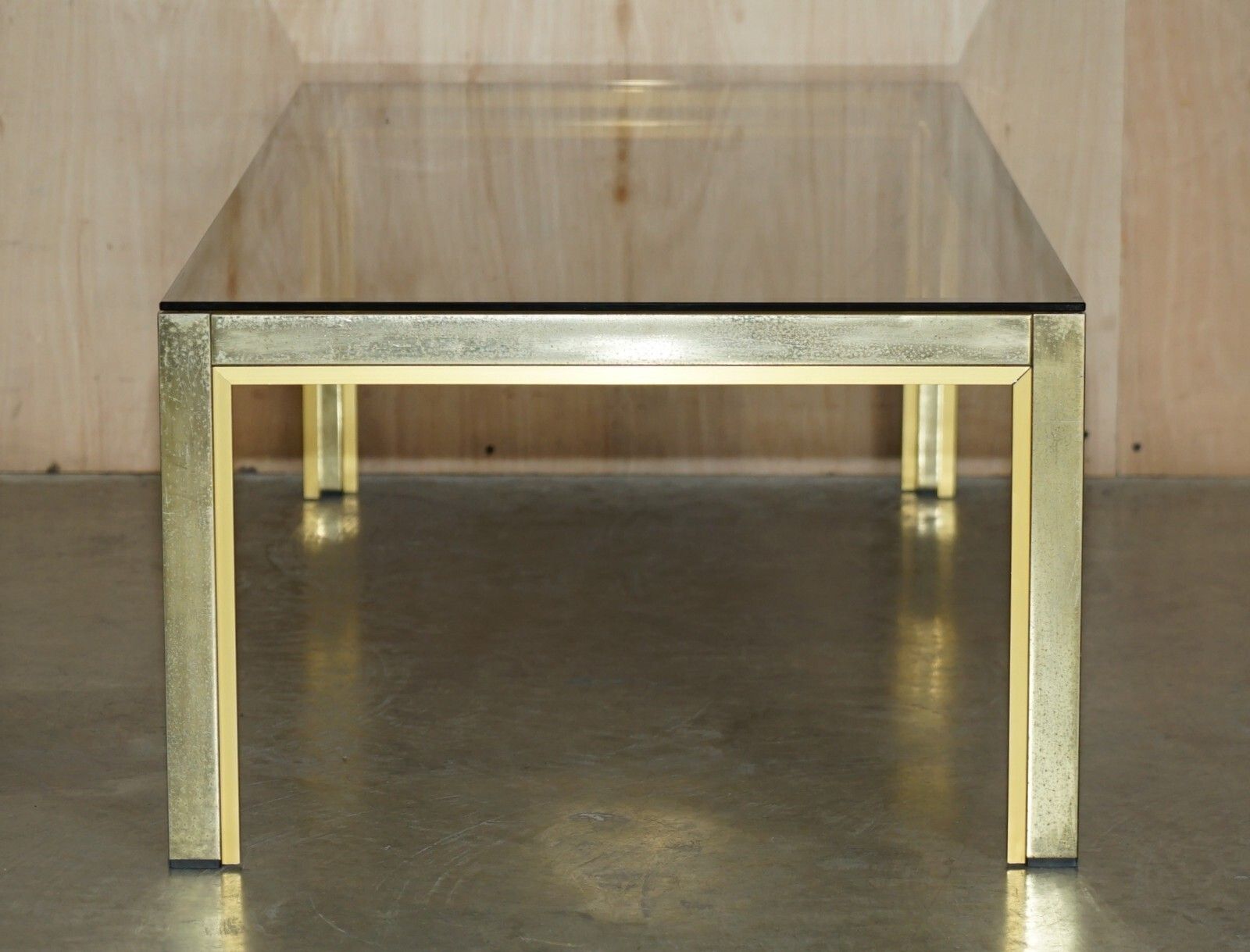 Circa 1950's Mid Century Modern Brass& Glass Coffee Cocktail Table Part Suite photo buy