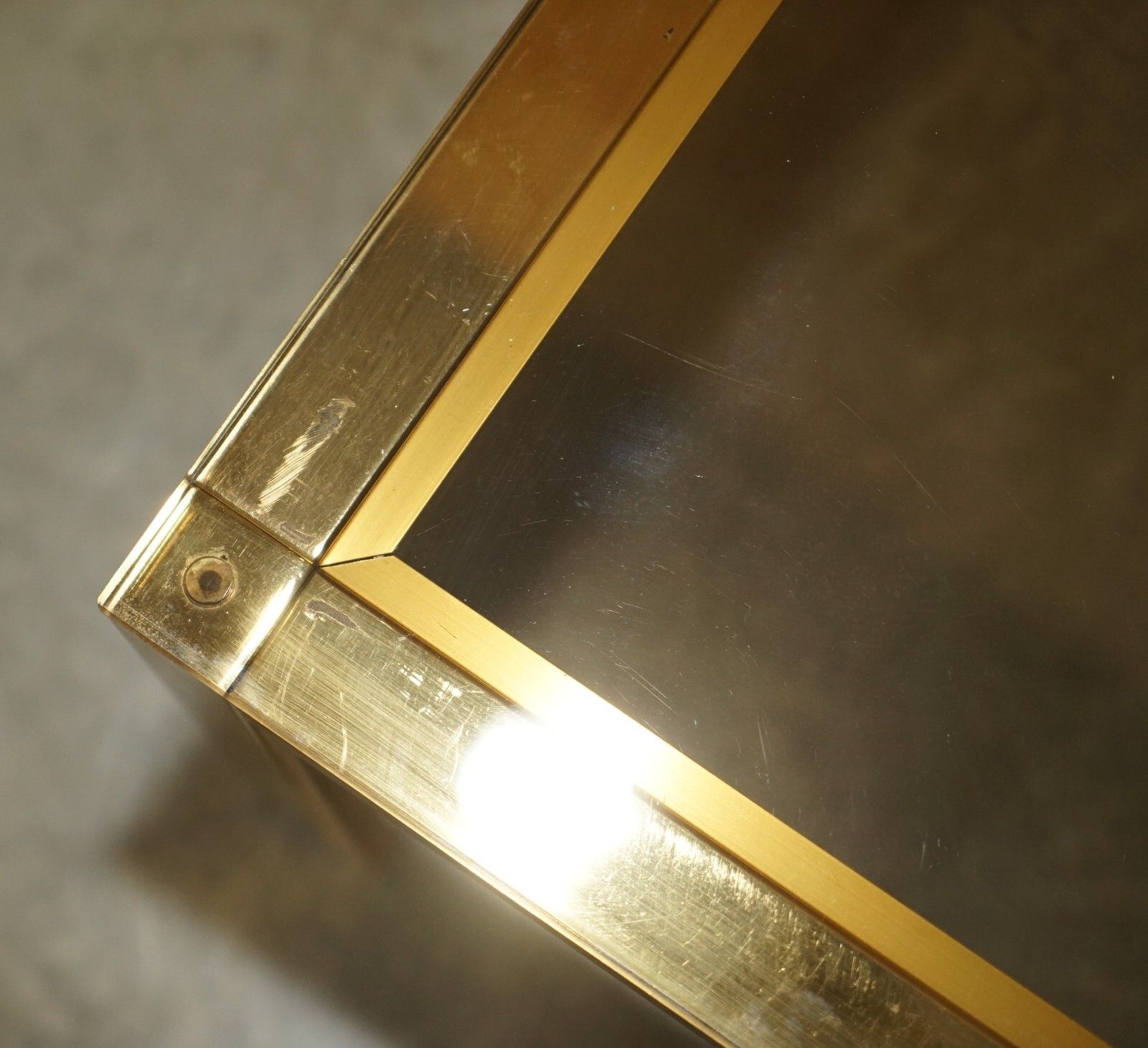 photo furniture Circa 1950's Mid Century Modern Brass& Glass Coffee Cocktail Table Part Suite