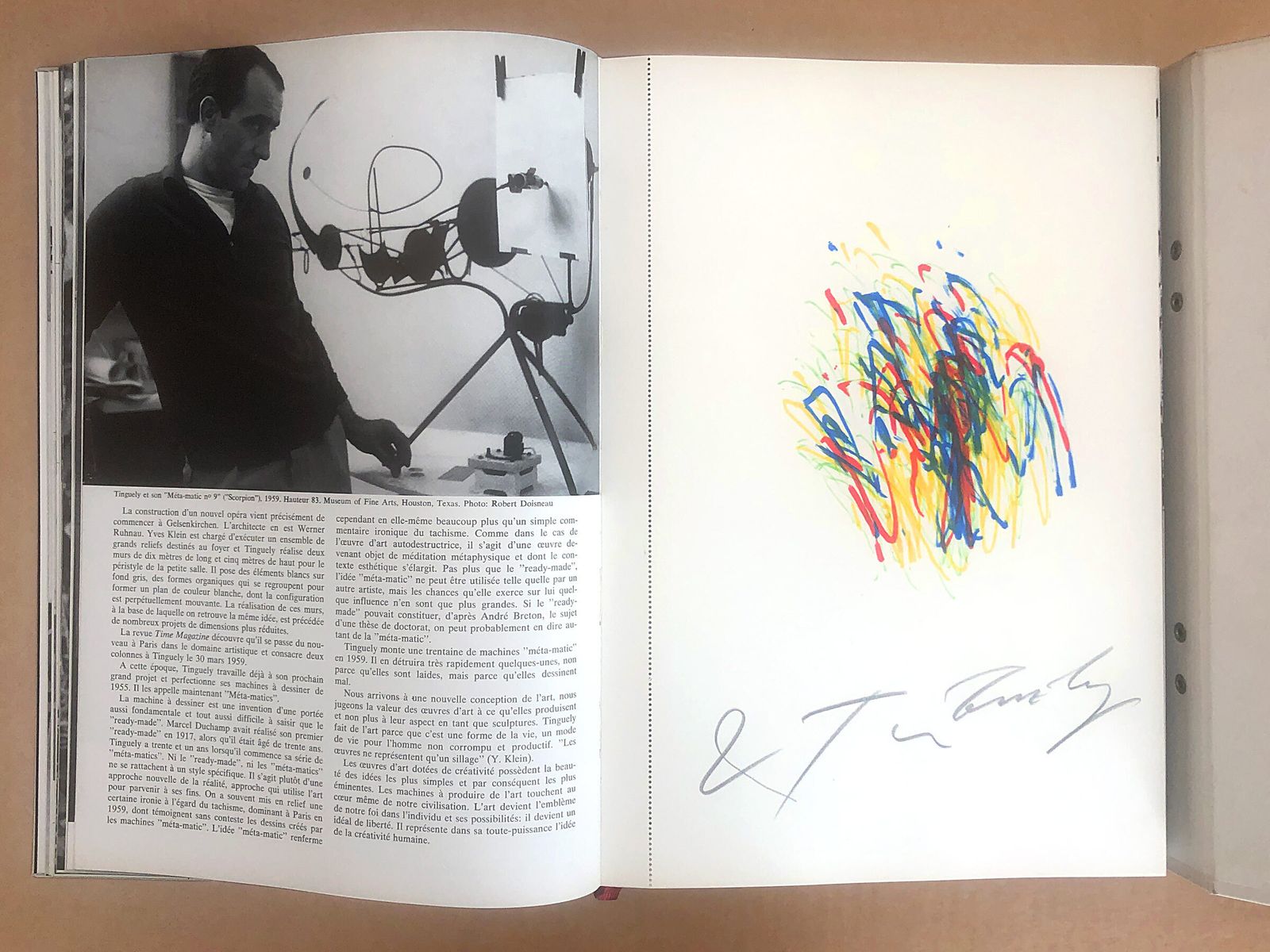 photo for sale Rare Tinguely Book Including Signed Original Metamatic Drawing, 1973