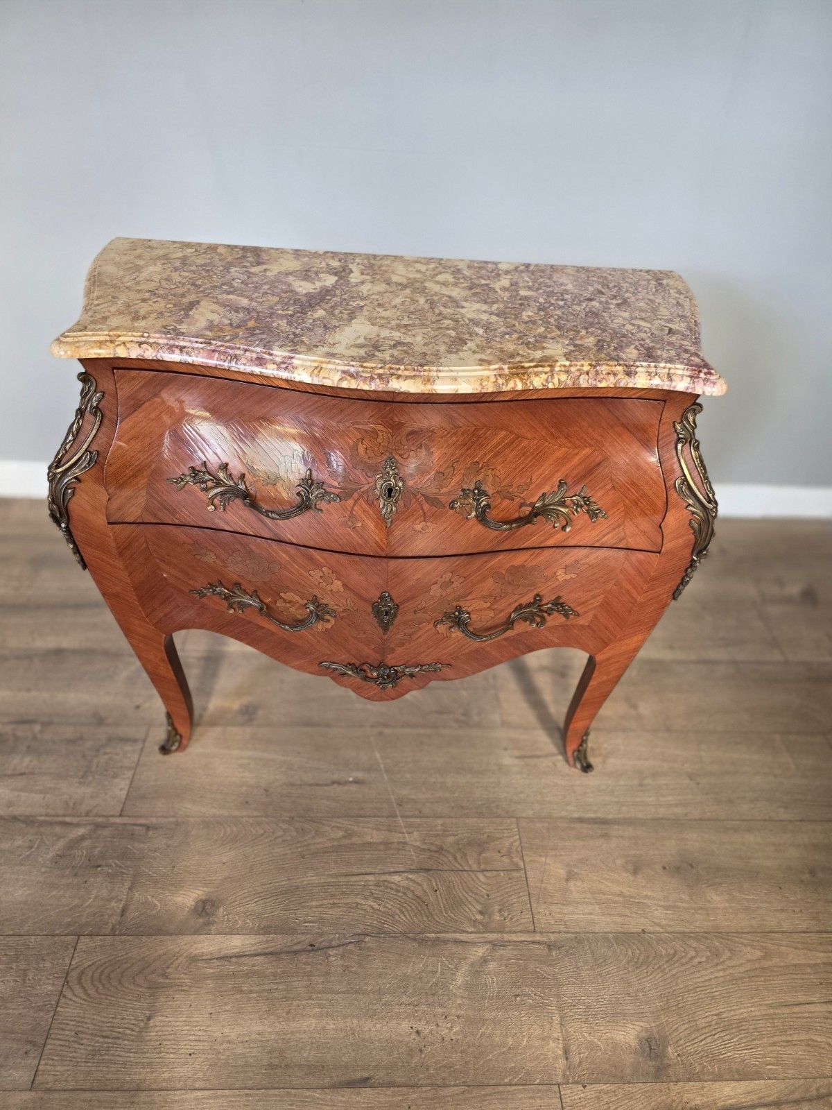 Antique French Inlaid Marble Top Commode/Chest photo for sale
