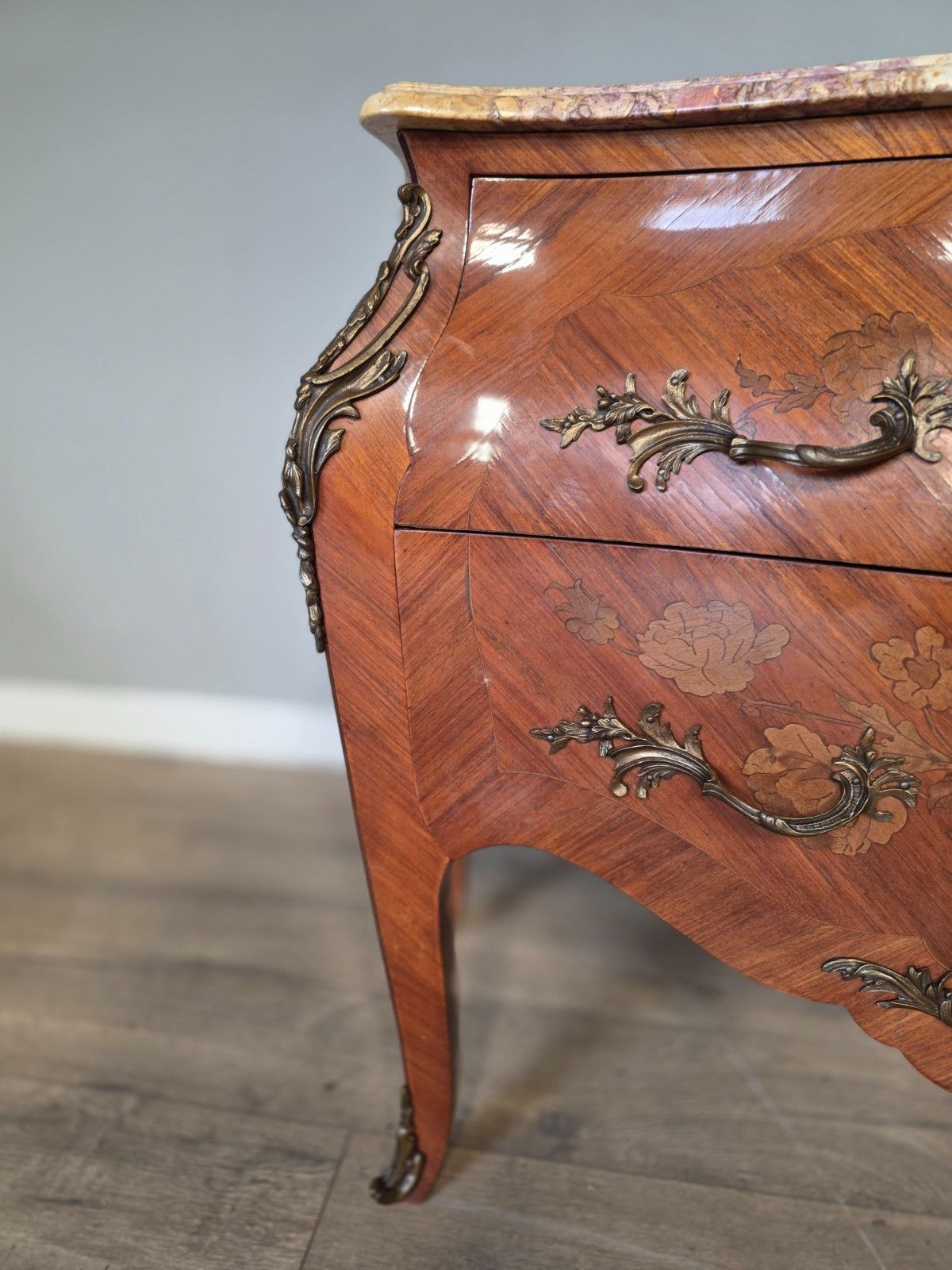 Antique French Inlaid Marble Top Commode/Chest photo vintage