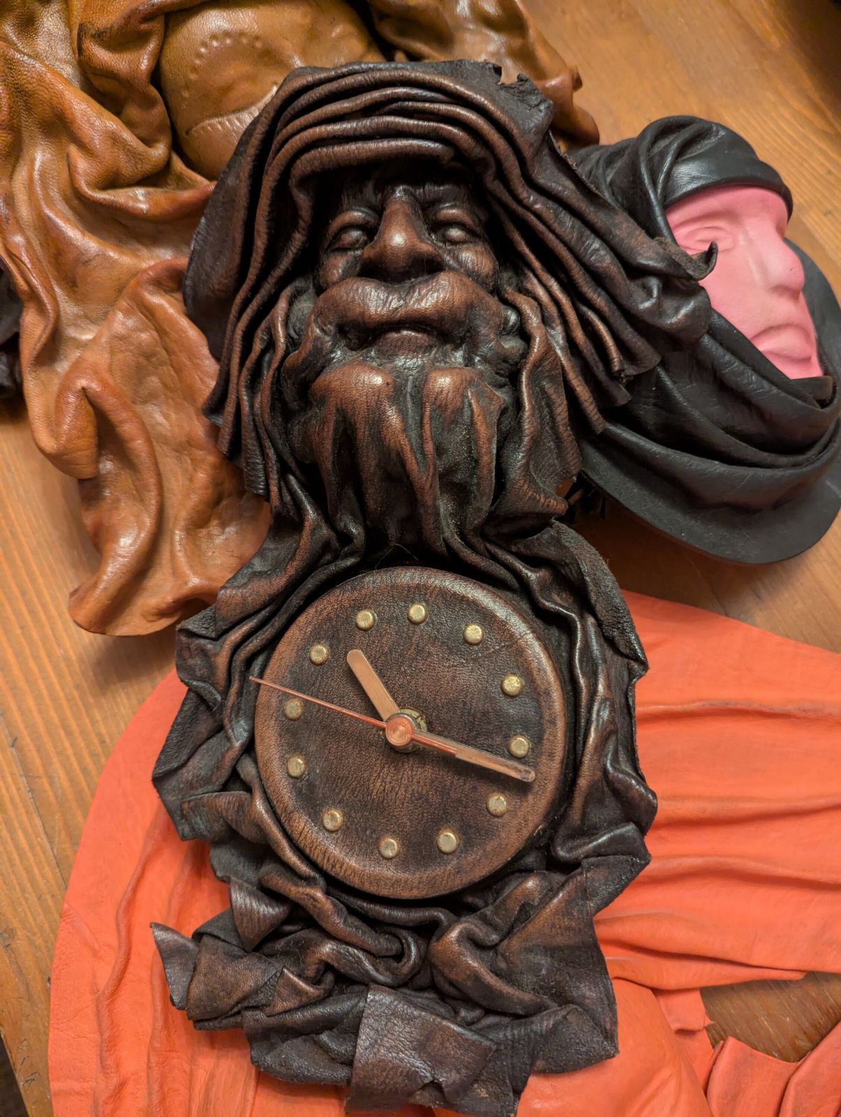 The Silent Council – Seven Sculptural Leather Faces By Tch Piel, Dominican Republic photo 294.98