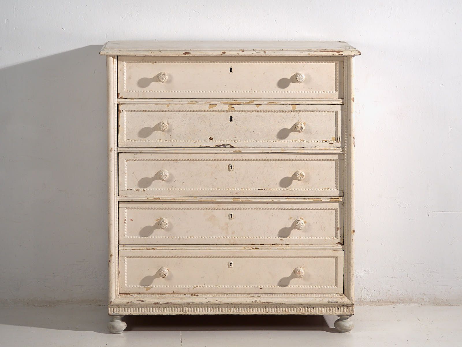 Antique White Tall Chest Of Drawers (C.1920) #60 photo vinterior