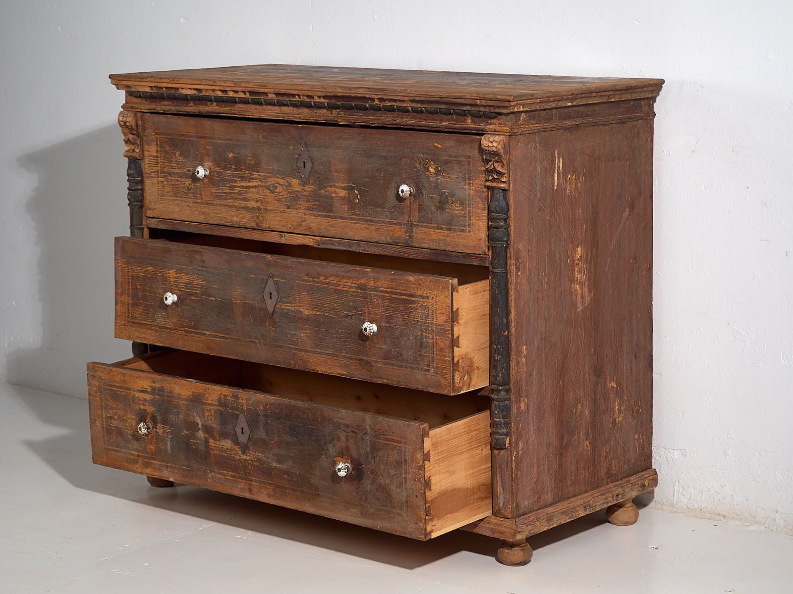 Antique Chest Of Drawers With Porcelain Handles (C.1920) #77 photo vintage