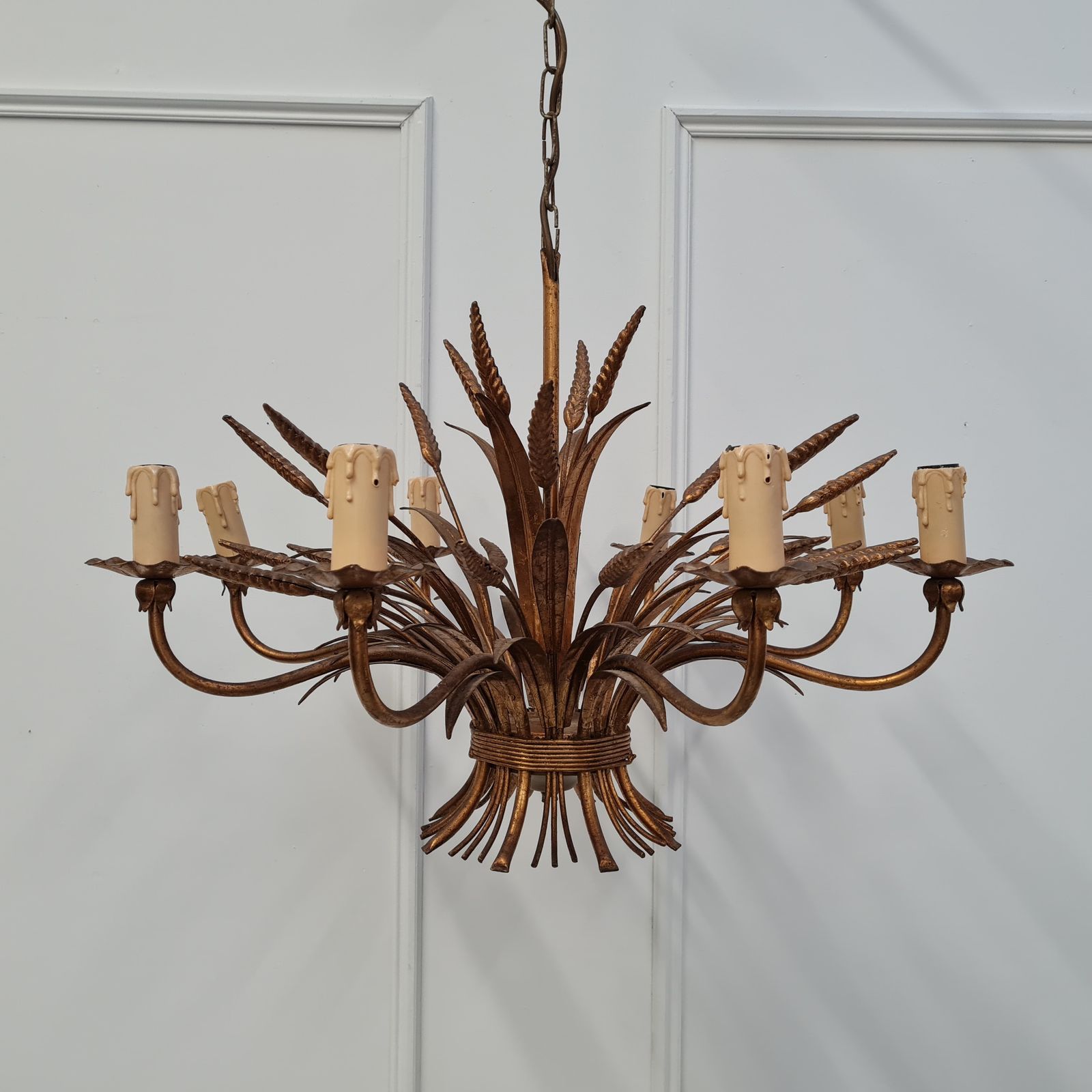 Vintage French Wheatsheaf Chandelier C1950 Free Delivery Uk