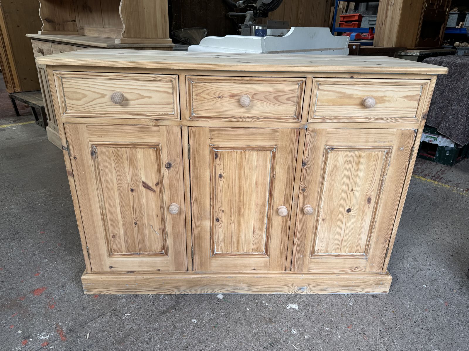 3 Door/Drawer Antique Pine Dresser Base