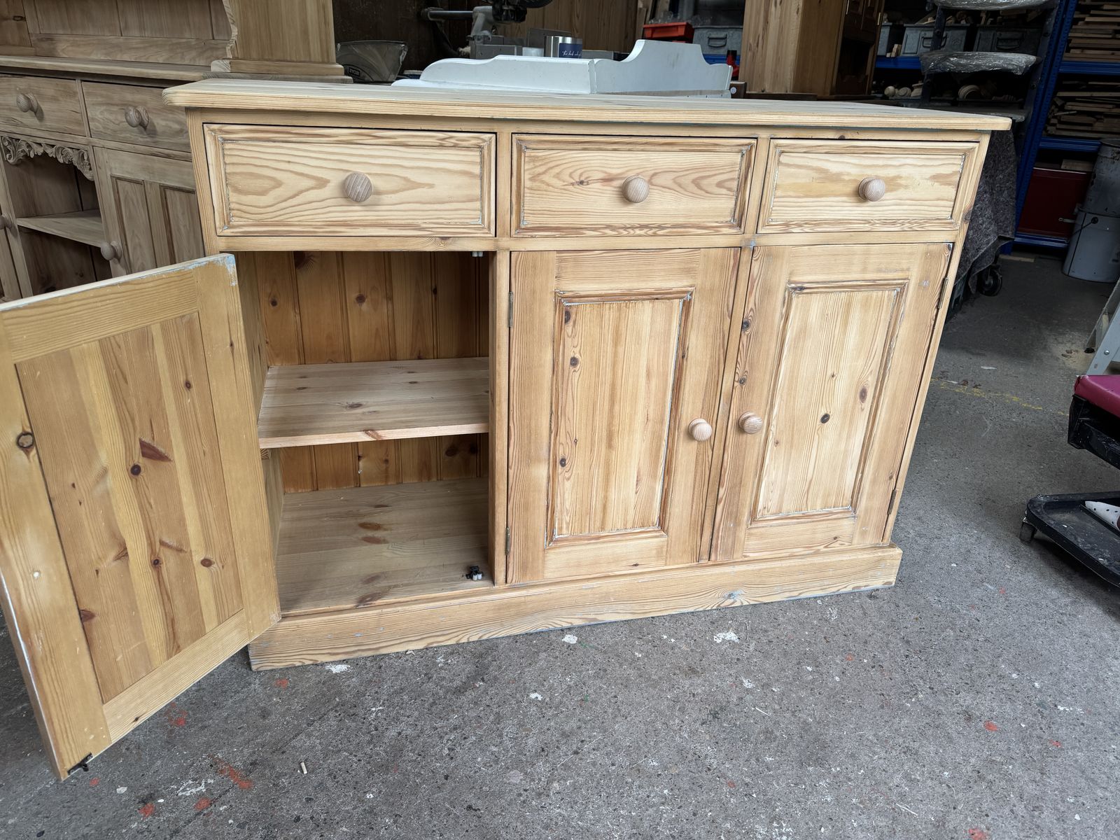 3 Door/Drawer Antique Pine Dresser Base photo for sale