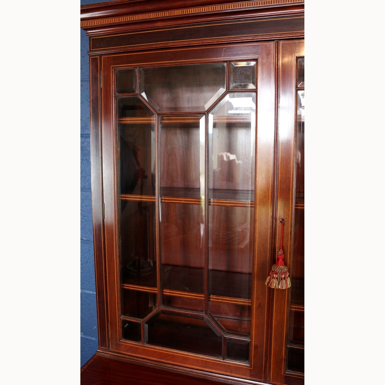 A Quality Edwardian Inlaid Mahogany Astrical Glazed Cabinet photo for sale
