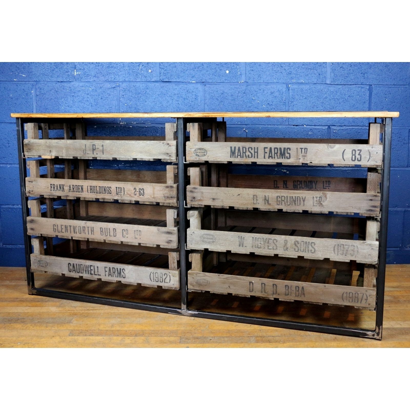 A Large Industrial 8 Drawer Chest Or Sideboard, Set With Potato Chitting Trays,