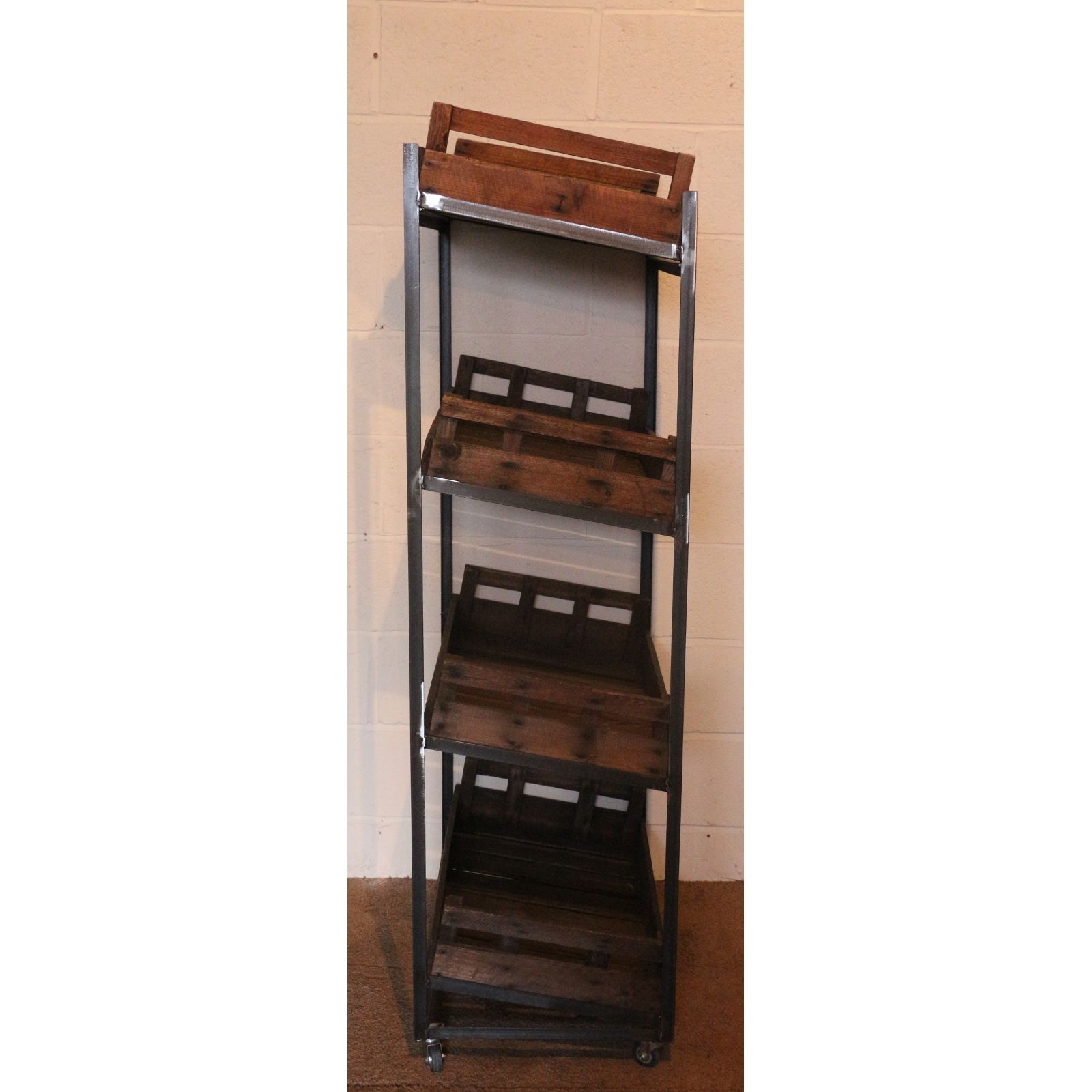 A Large Rustic Bakers Rack, Shop Display Stand, Storage Rack, Kitchen Stand, Set With Potato Chitting Trays photo 225.0