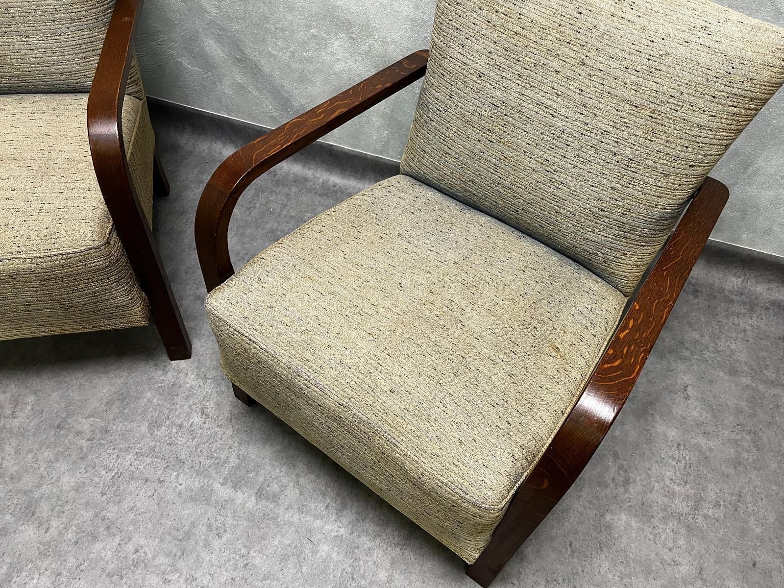 Pair Of H 213 Armchairs By Jindřich Halabala, Czechoslovakia, Early 20th C. photo for sale