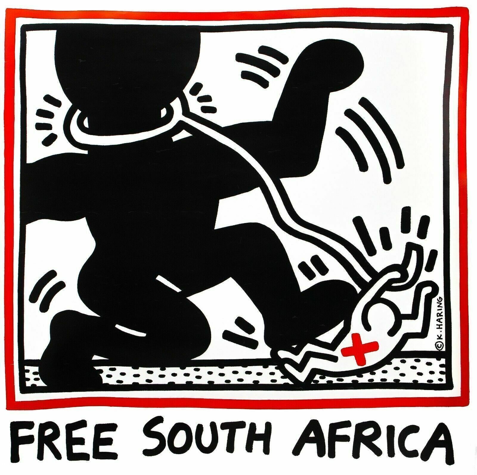 Keith Haring, 1985   Free South Africa   Original Lithographic Vintage Poster