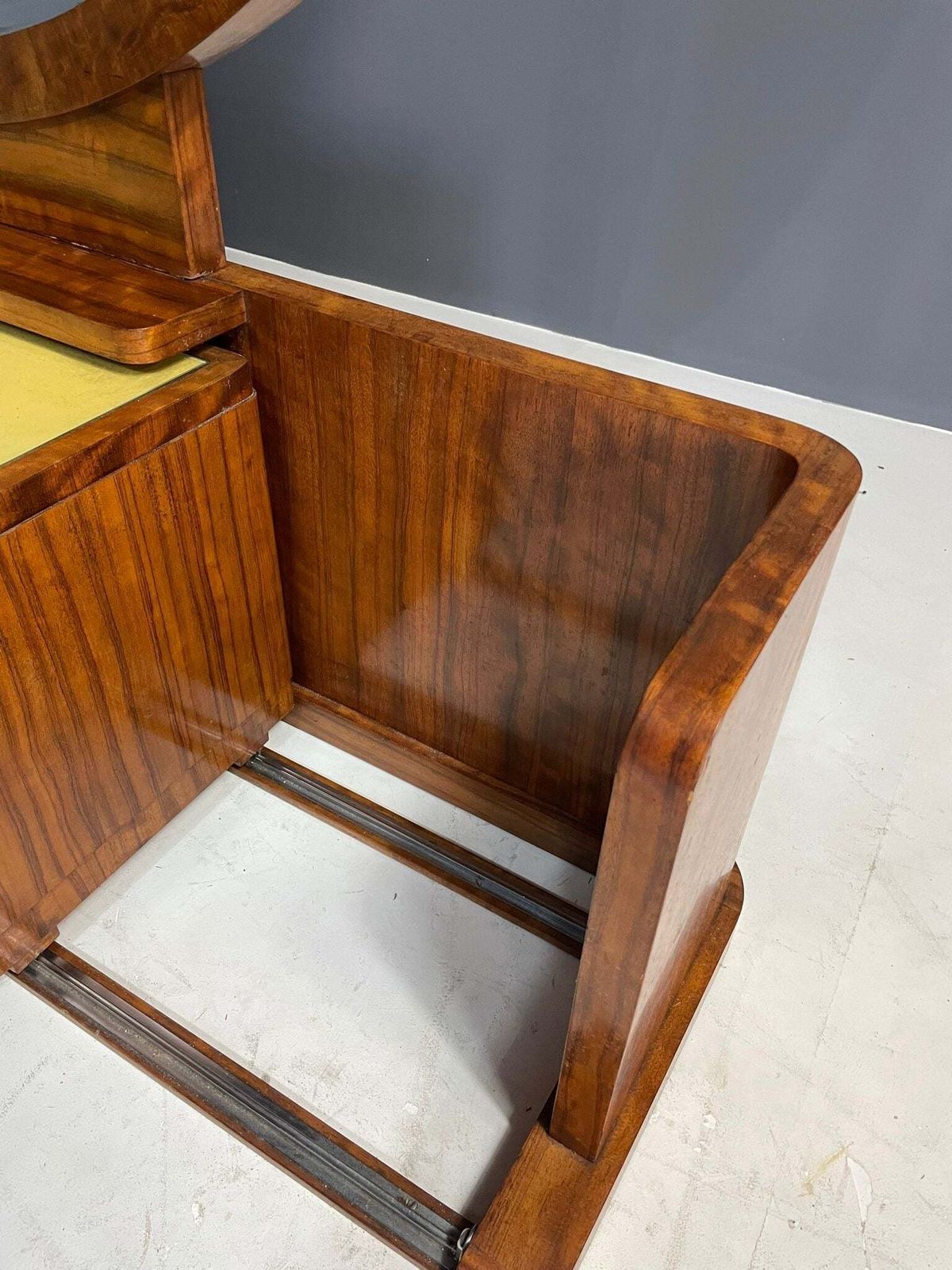 Art Deco Vanity With Stool, Walnut, Czechoslovakia, 1930s photo for sale