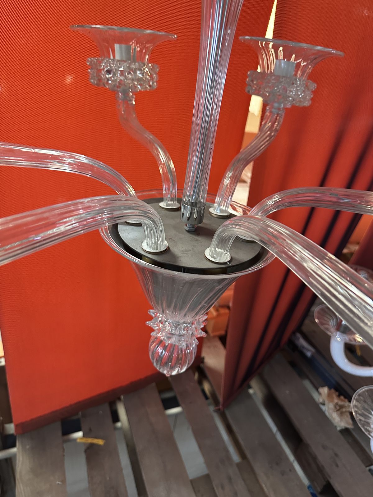 Contemporary Transparent Murano Glass Chandelier With Trasparent Rostrato Boubeches photo furniture