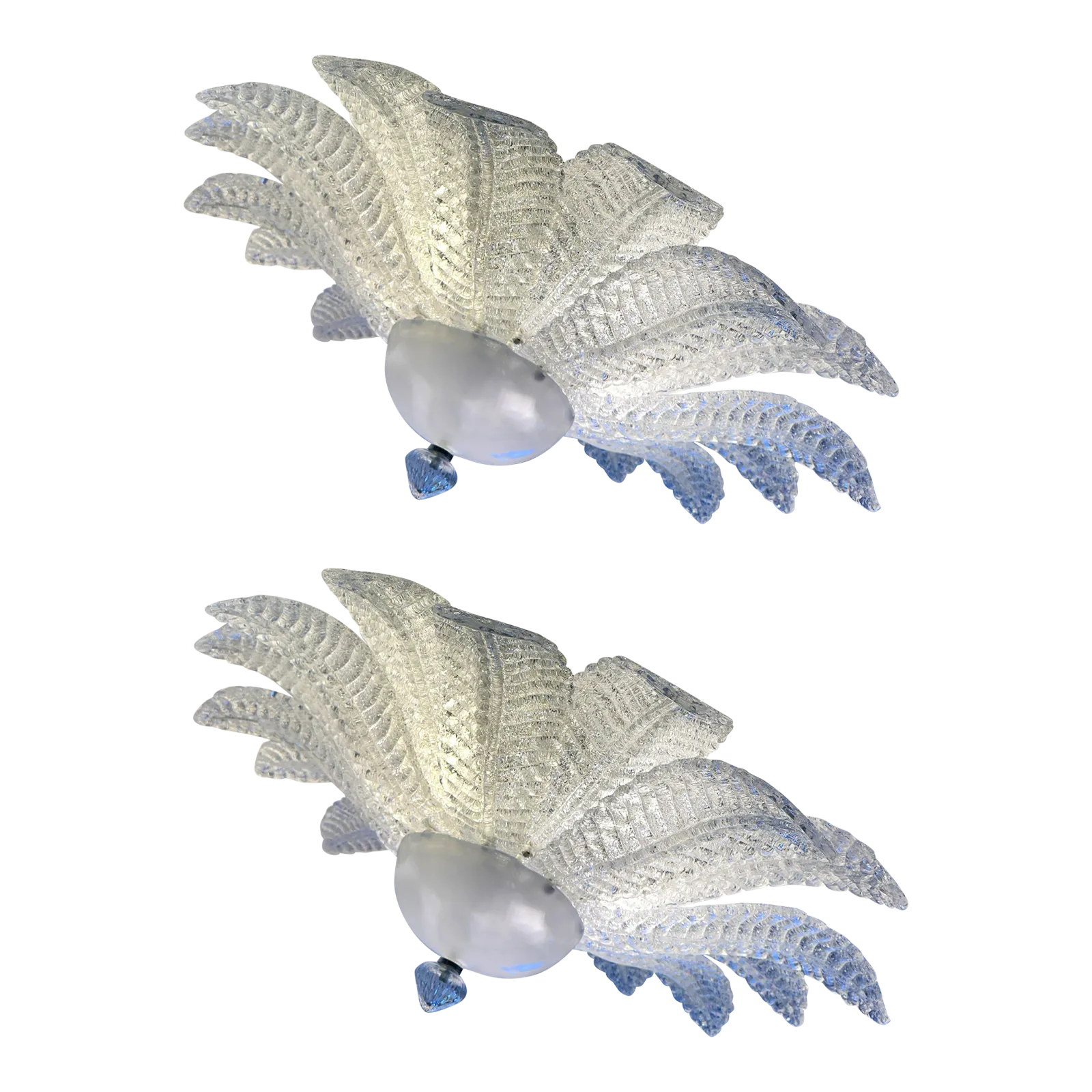 Lot Of 2 Murano Glass Sputnik Chandelier Flush Mount, Mazzega Zuccheri Venini Barovier Style