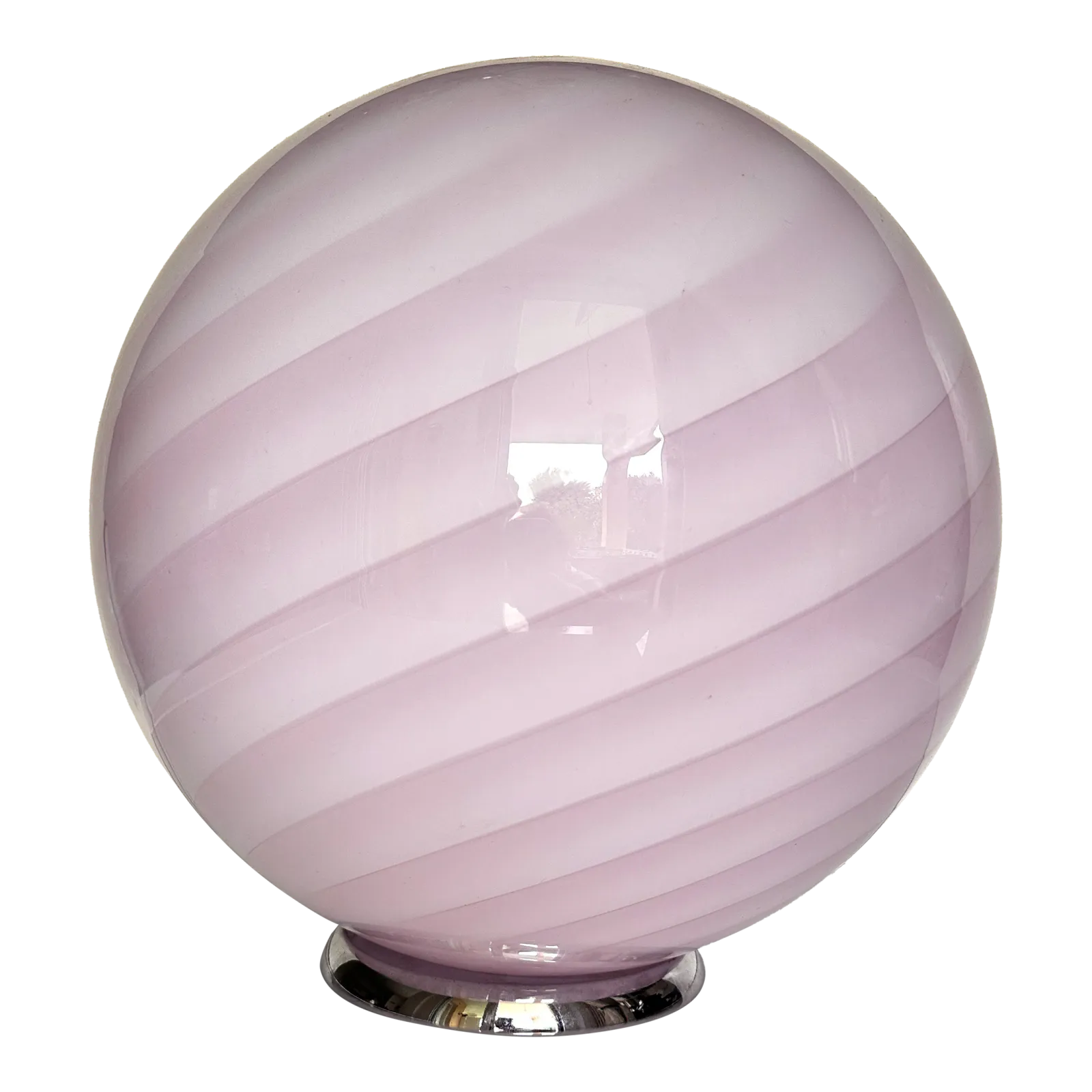 Contemporary Pink Swirl And Milky White Sphere Murano Glass Table Lamp