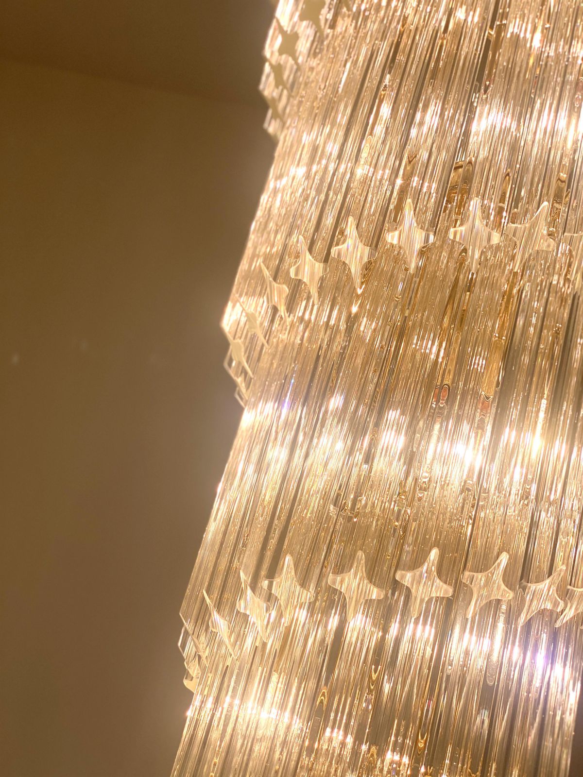 photo for sale Murano Glass "Quadriedro" Twister Italian Gold Chandelier In Veninj Style