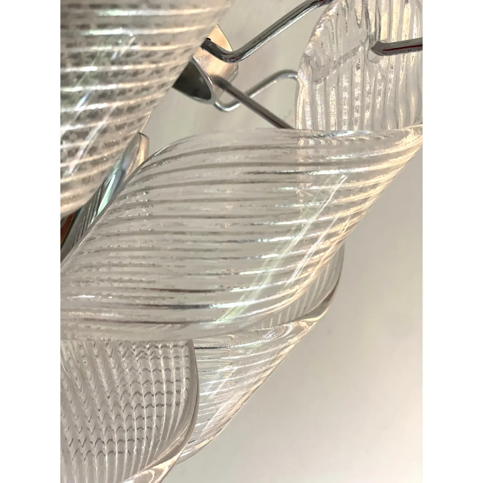 Set Of 4 Transparent “Ricci” Murano Glass Wall Sconces In Mazzega Style Wall Lights photo Lighting