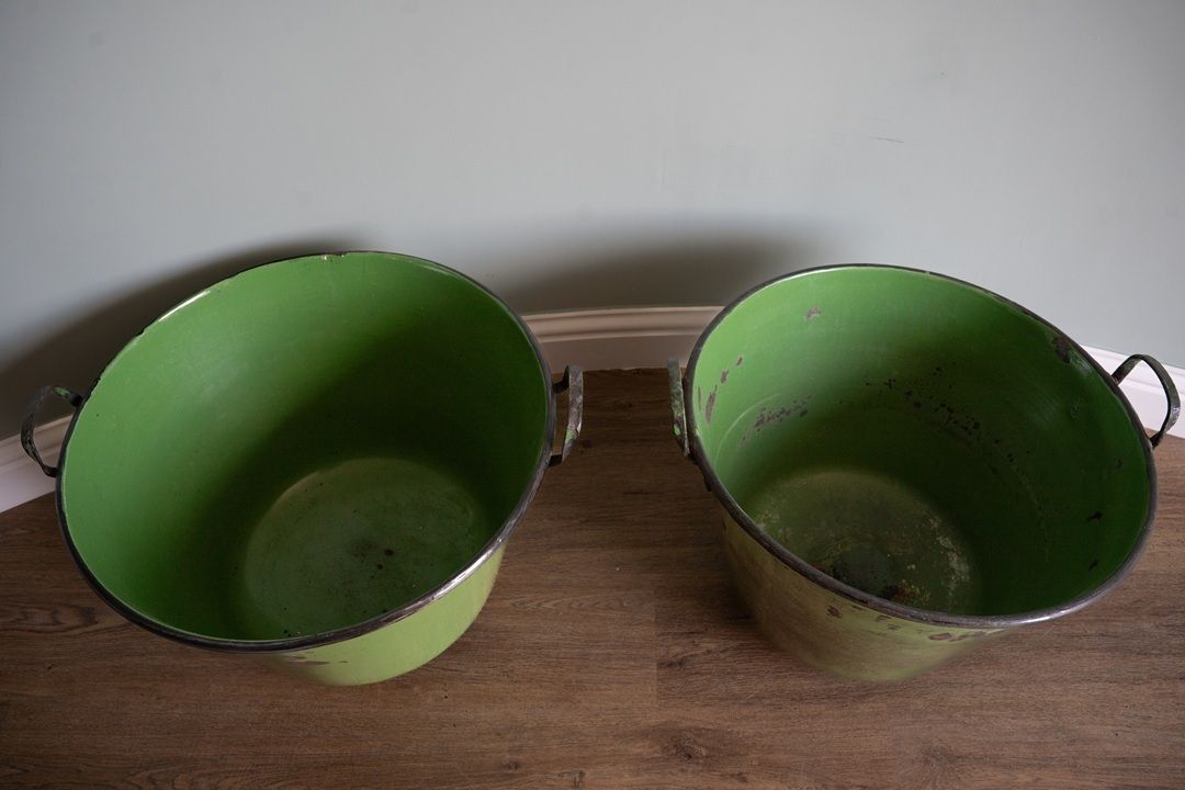 A Near Pair Of Large Green Galvanised Garden Planters photo 420.0