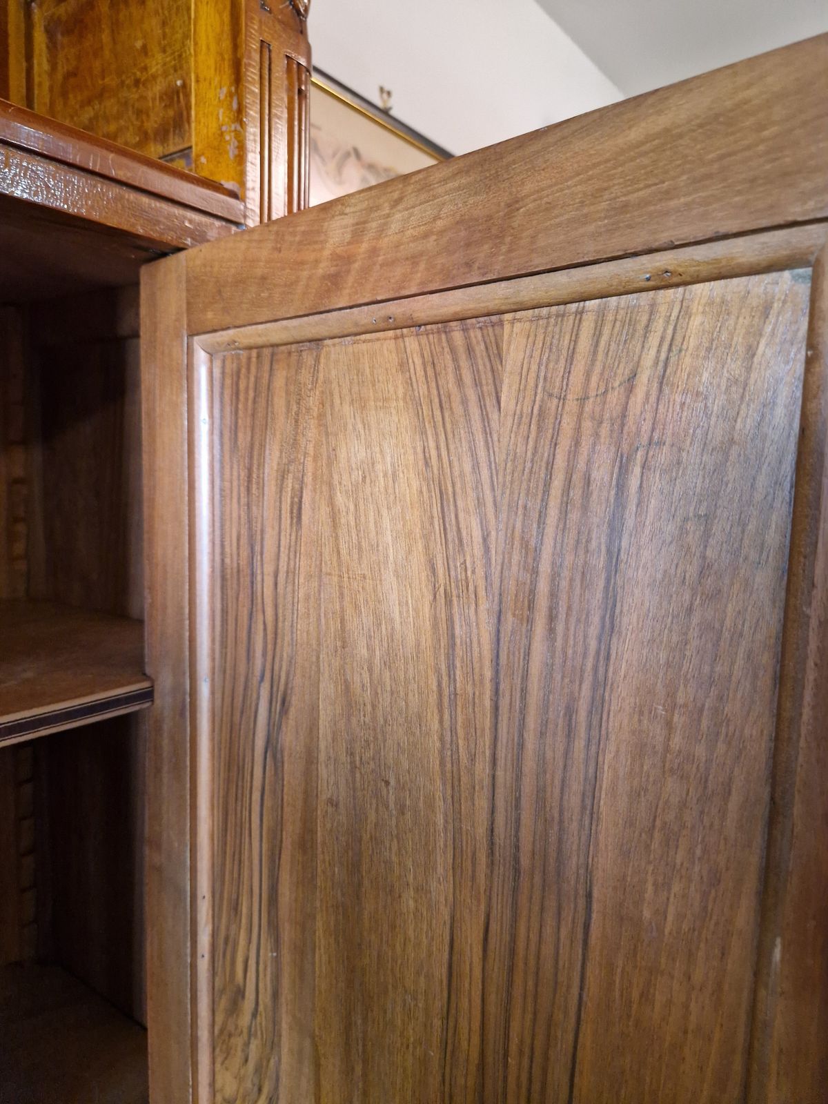 photo for sale Liberty Exceptional Cherrywood Display Cabinet W. Engravings, Inlays, Glass