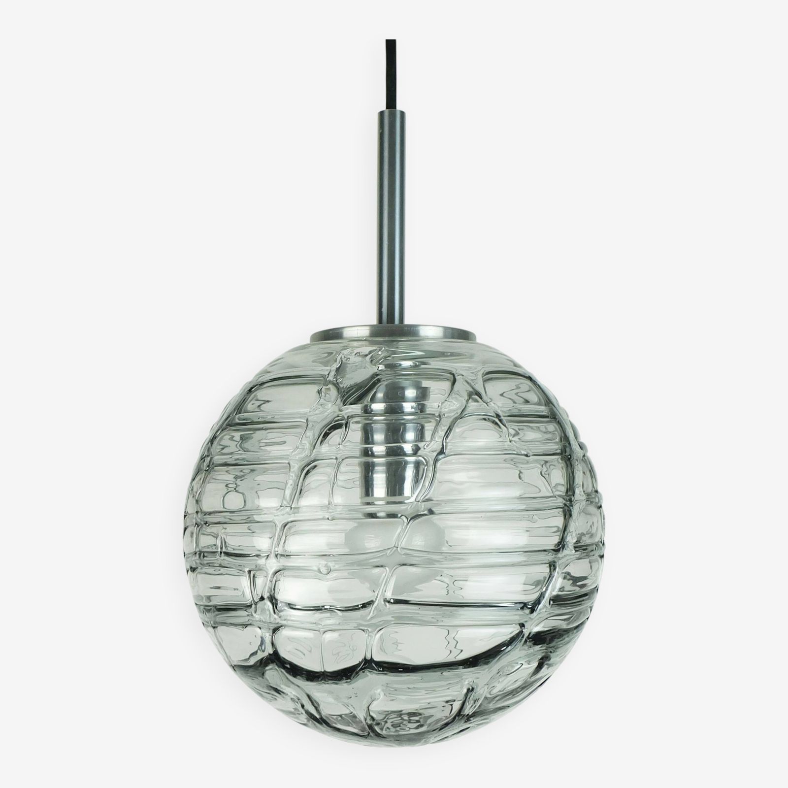 No. 1 Of 2   Elegant Doria Pendant Lamp Clear And Smoke Grey Glass 60s 70s
