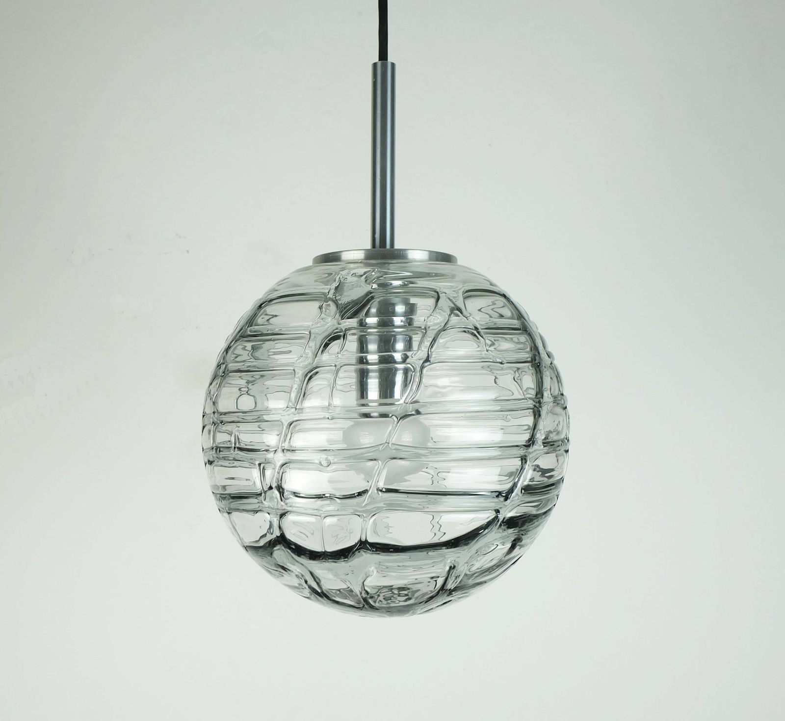 No. 1 Of 2   Elegant Doria Pendant Lamp Clear And Smoke Grey Glass 60s 70s photo furniture