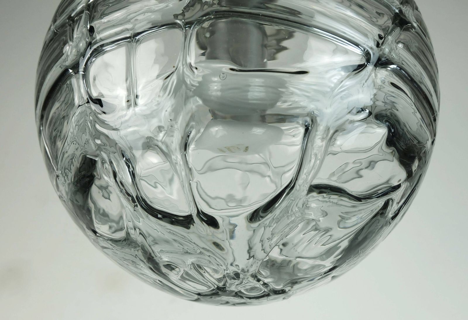 No. 1 Of 2   Elegant Doria Pendant Lamp Clear And Smoke Grey Glass 60s 70s photo Lighting