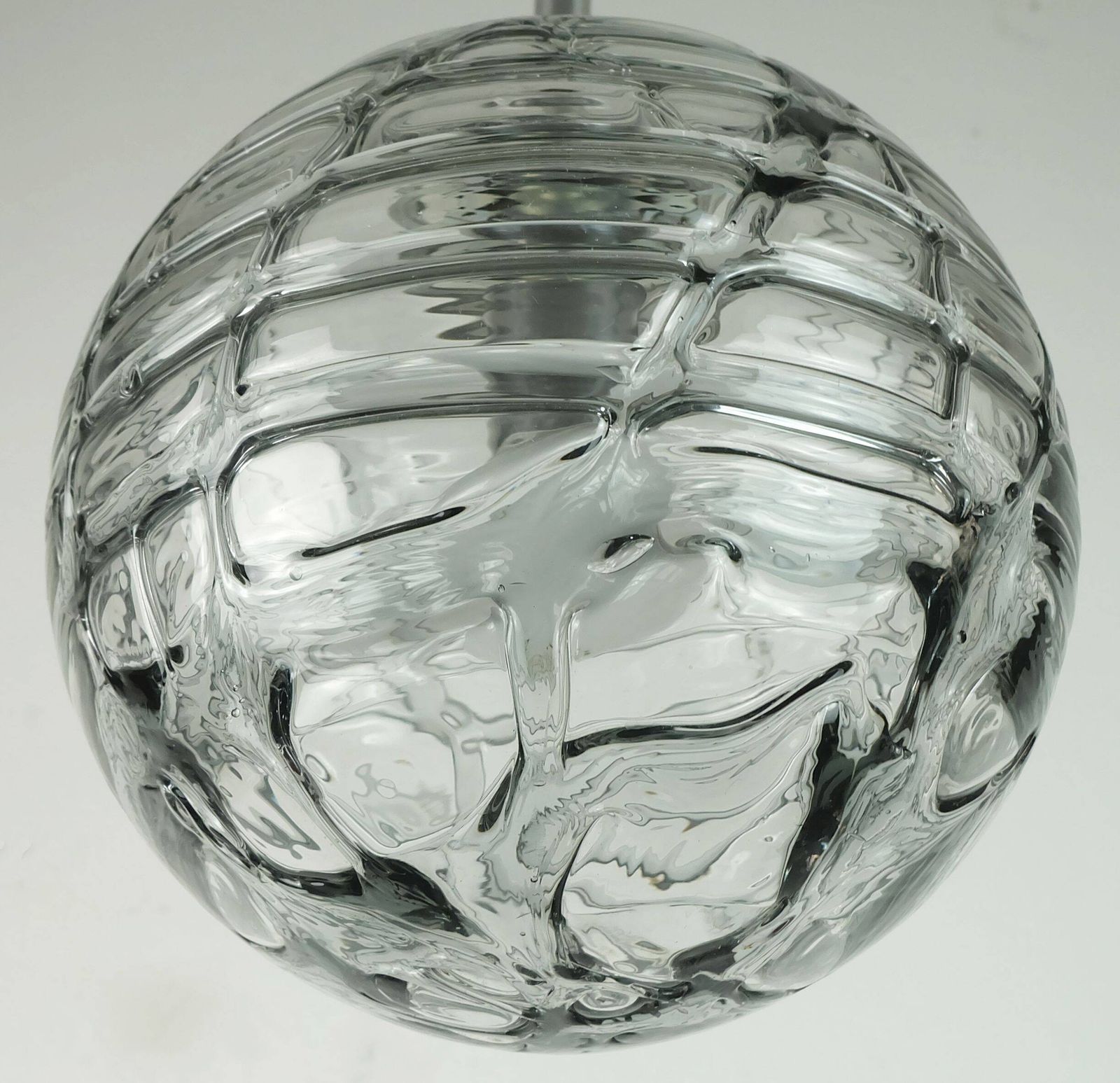 No. 1 Of 2   Elegant Doria Pendant Lamp Clear And Smoke Grey Glass 60s 70s photo vintage
