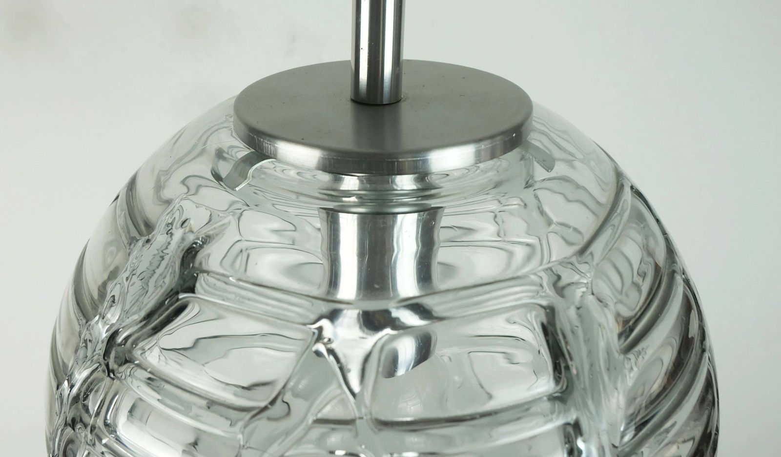 photo for sale No. 1 Of 2   Elegant Doria Pendant Lamp Clear And Smoke Grey Glass 60s 70s