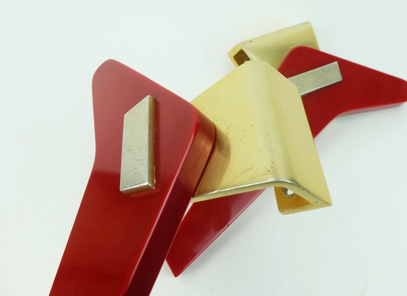 1950s Streamline Door Handles Push Handles Red Bakelite And Aluminum photo buy