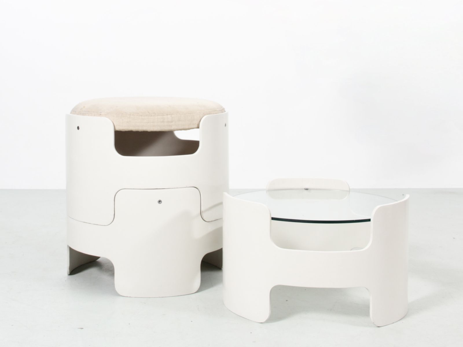 Mid Century Modern Set Of 2 Stools And 1 Coffee Table, Original Pieces From The 1960s By Gerd Lange For “Die Gute Form.” photo vintage