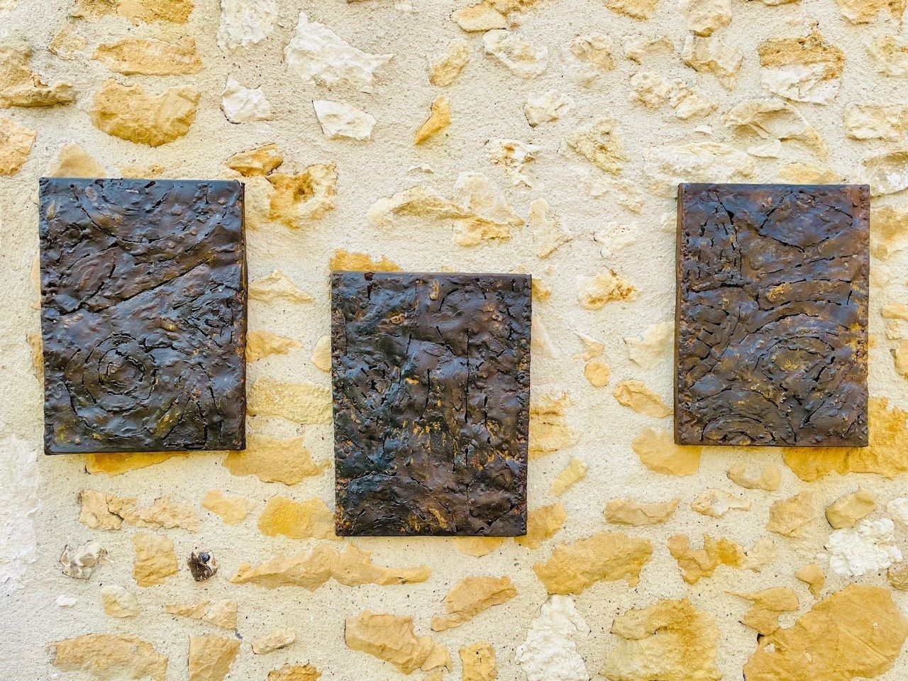 Mid Century American Brutalist Wall Sculpture By Irv Bramberg, 1960s, Set Of 3