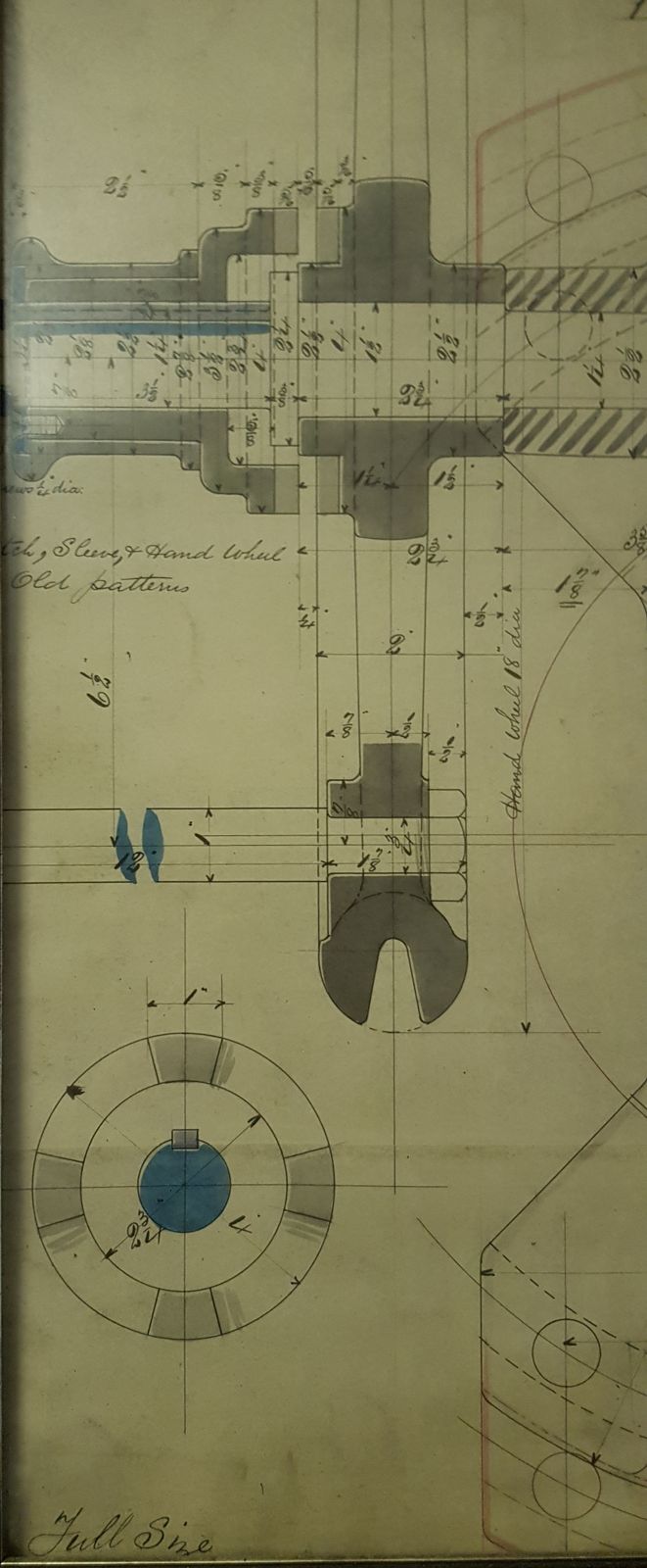 Genuine Hand Drawn Technical Drawing Of A 'Portable Cylinder Boring Machine ' For The Railway photo vintage