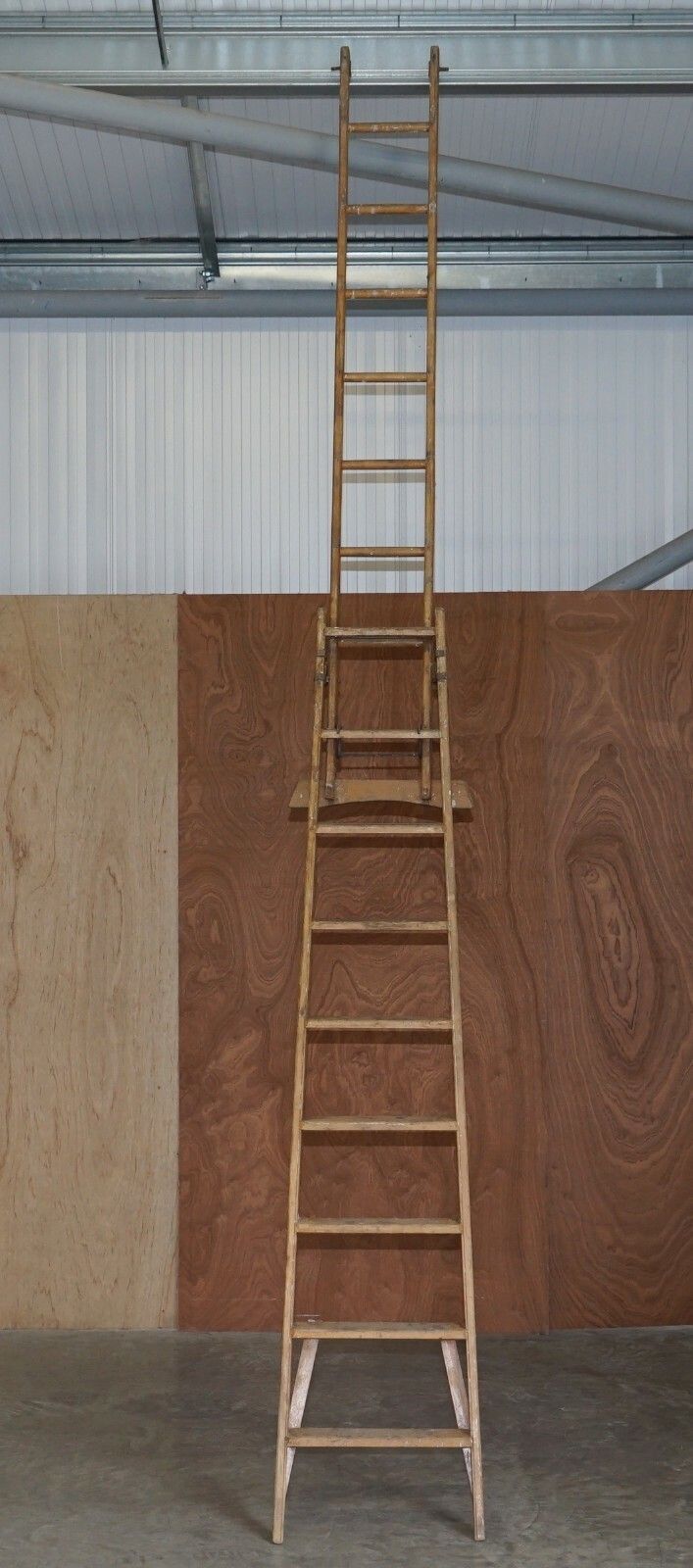 850.0 Antique Original Painted "The Patient Safety Ladder Company" Decorators Ladder photo