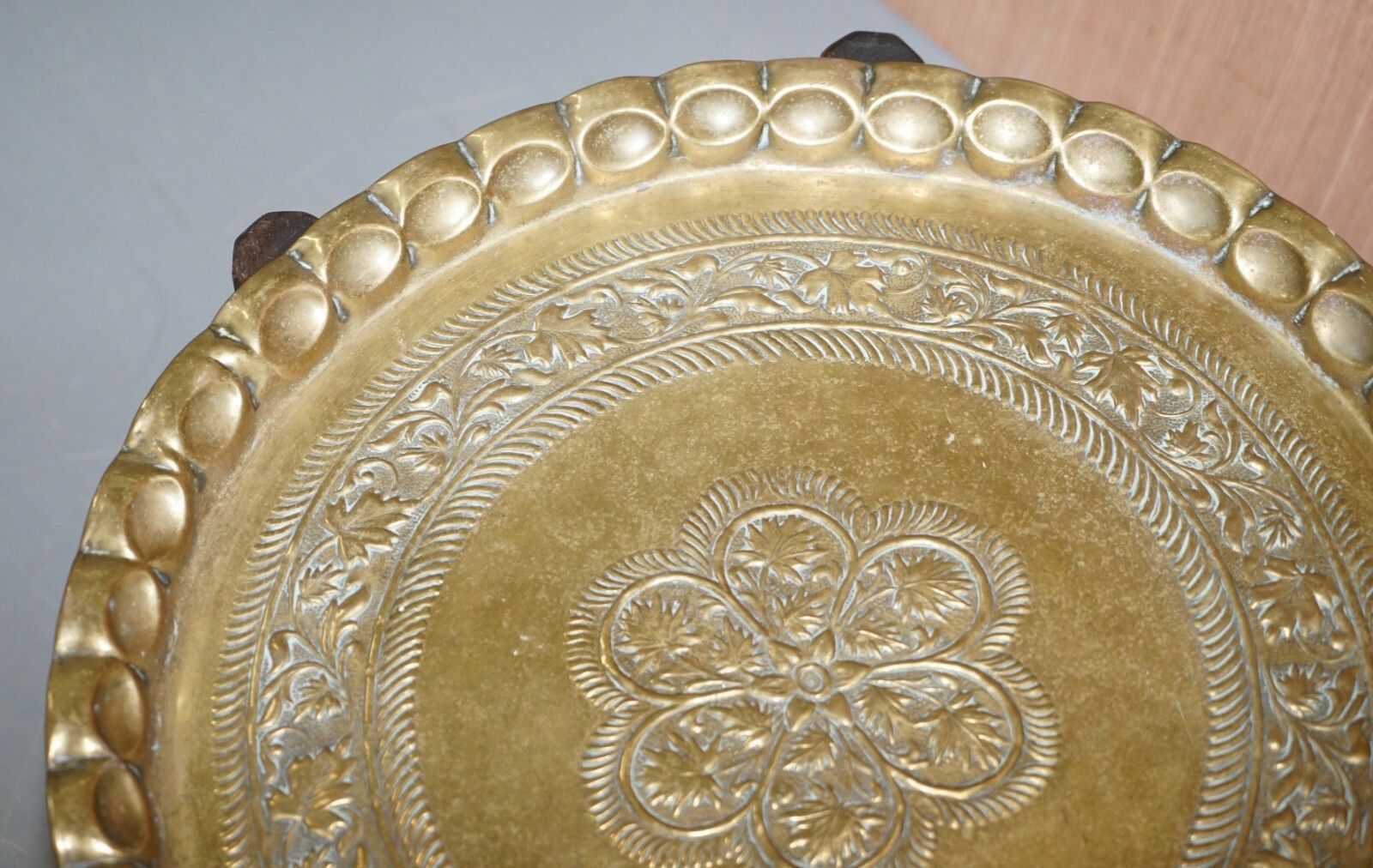 Very Rare Circa 1920 1940 Persian Moroccan Brass Topped Folding Occasional Table photo vinterior