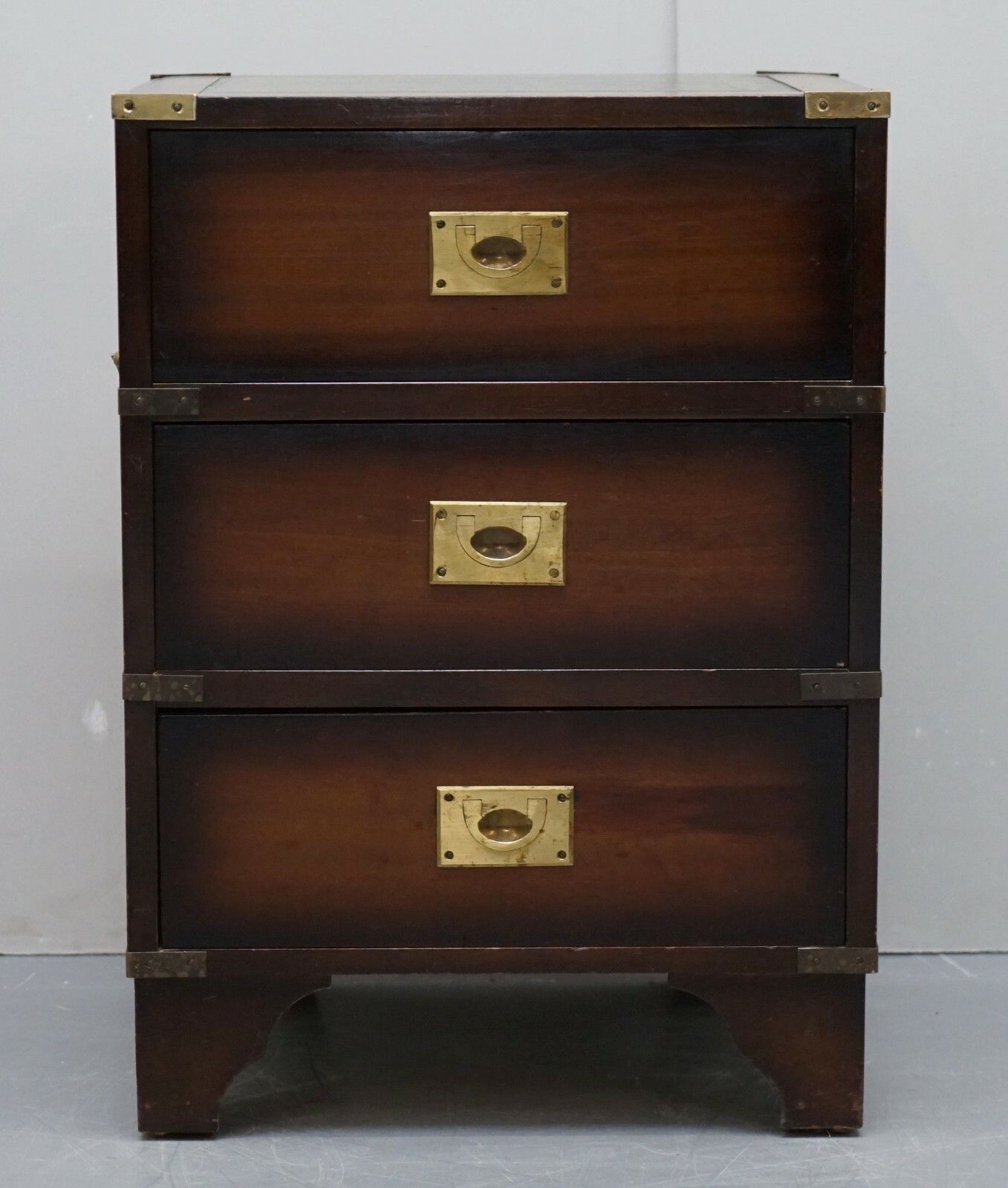 Period Harrods Kennedy Military Campaign Side Table Chest Of Drawers Leather Top photo vinterior