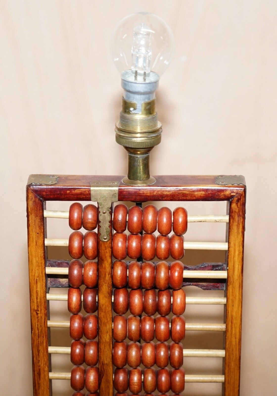 Vintage Mid Century Chinese Rosewood Abacus Lamp Fully Stamped Original Fittings photo Lighting