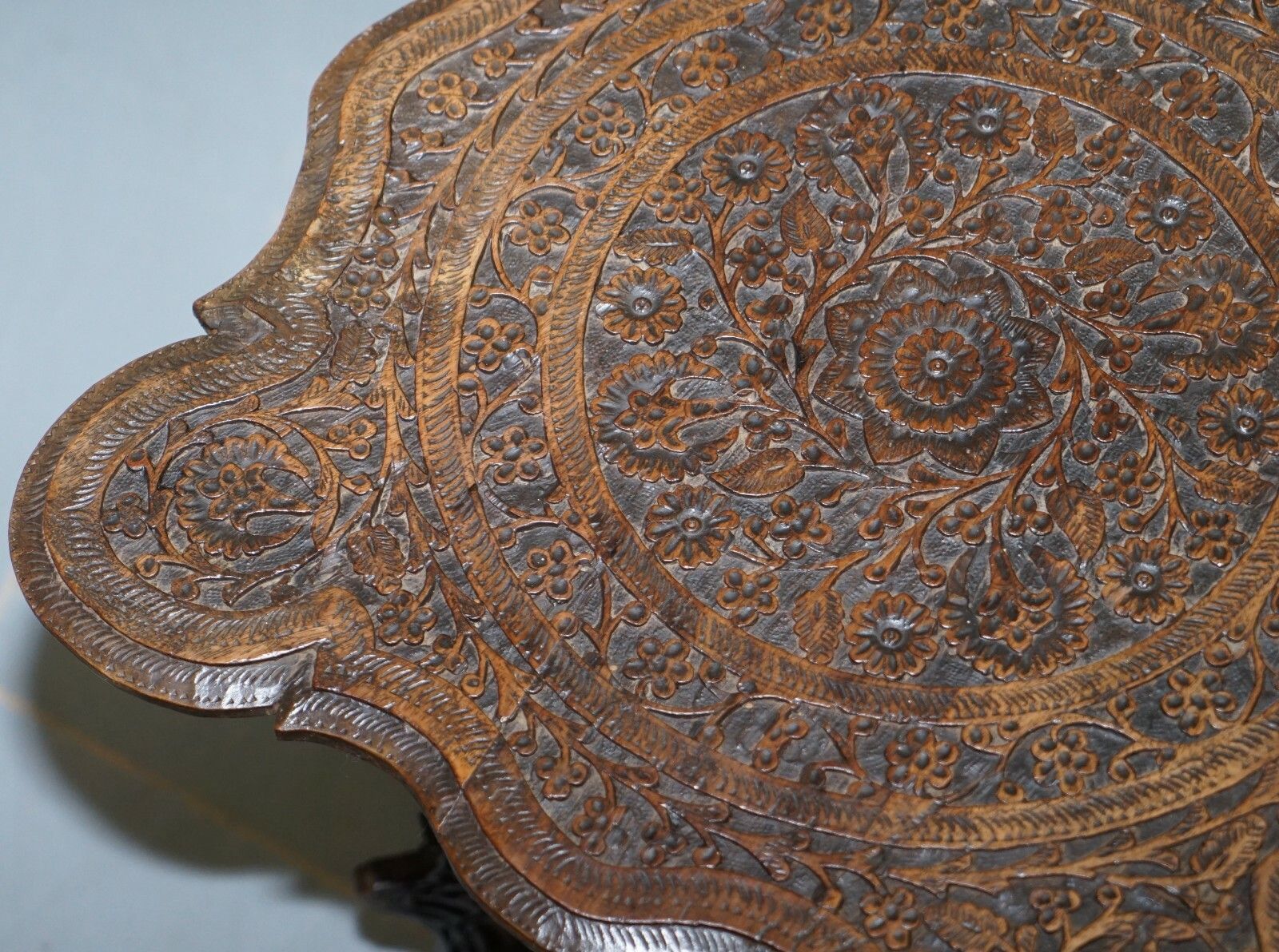 Anglo Burmese Hand Carved 19th Century Rosewood Antique Side End Lamp Wine Table photo Furniture