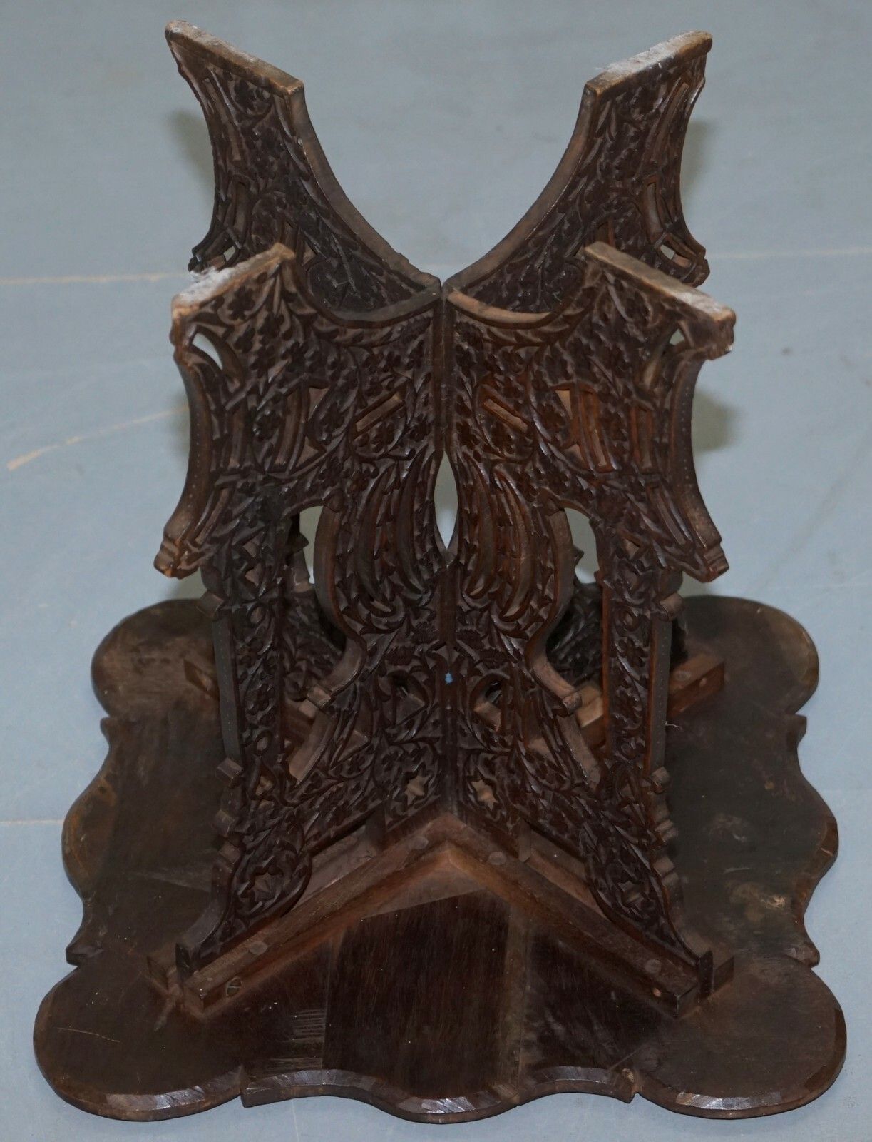 Furniture Anglo Burmese Hand Carved 19th Century Rosewood Antique Side End Lamp Wine Table photo