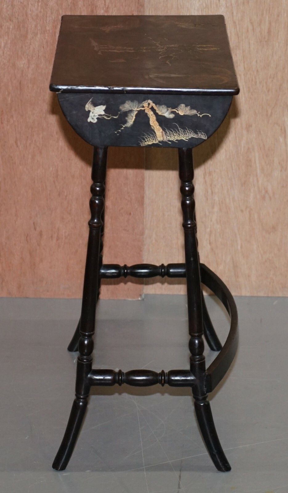 Nest Of Four Circa 1900 Chinese Chinoiserie Lacqurered Tables Hand Painted photo vinterior
